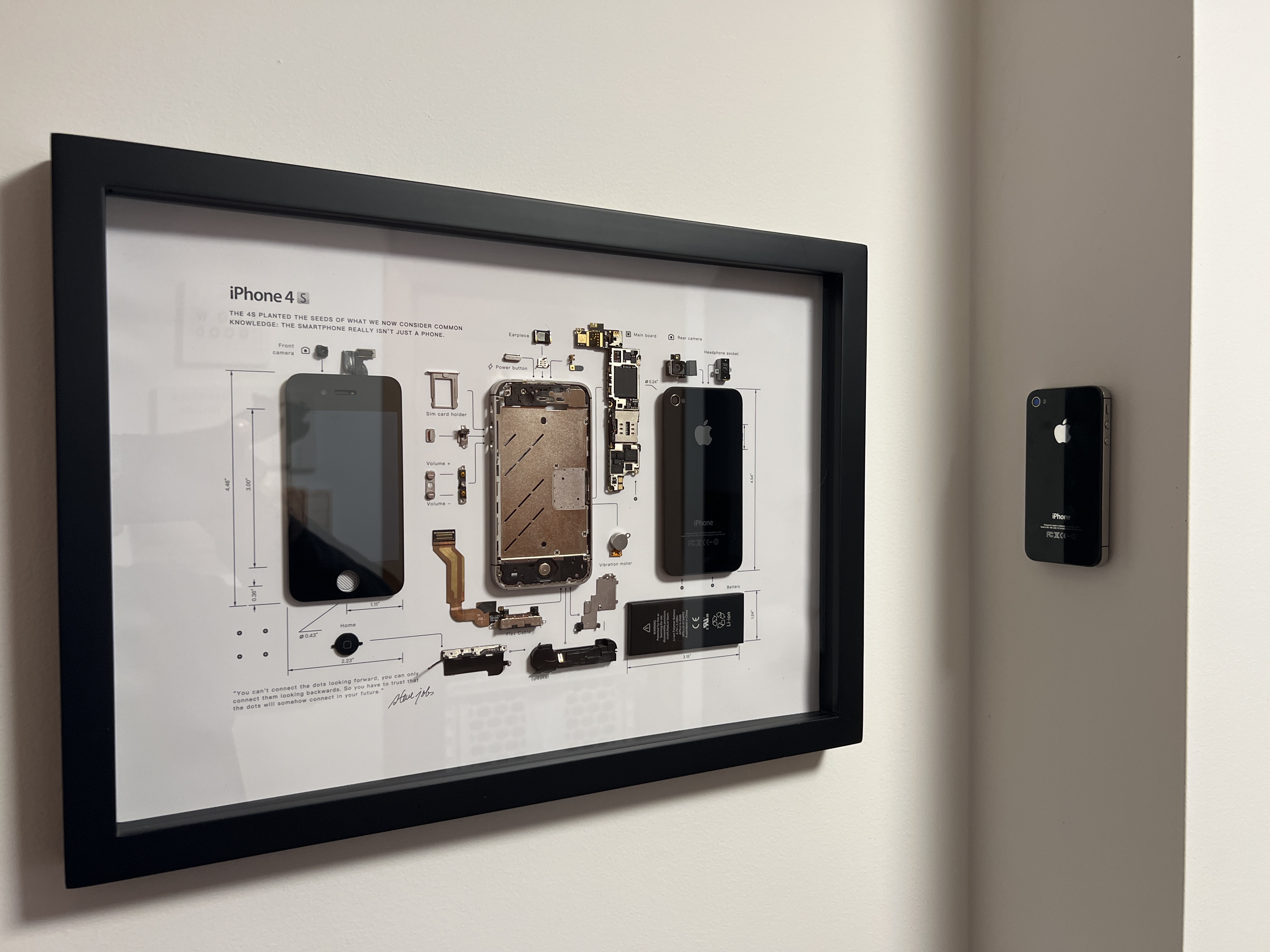 framed iphone disassembly wall
