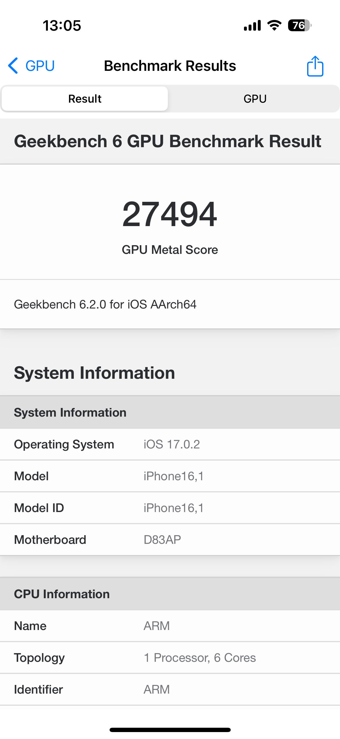 geekbench multi core comparison iphone