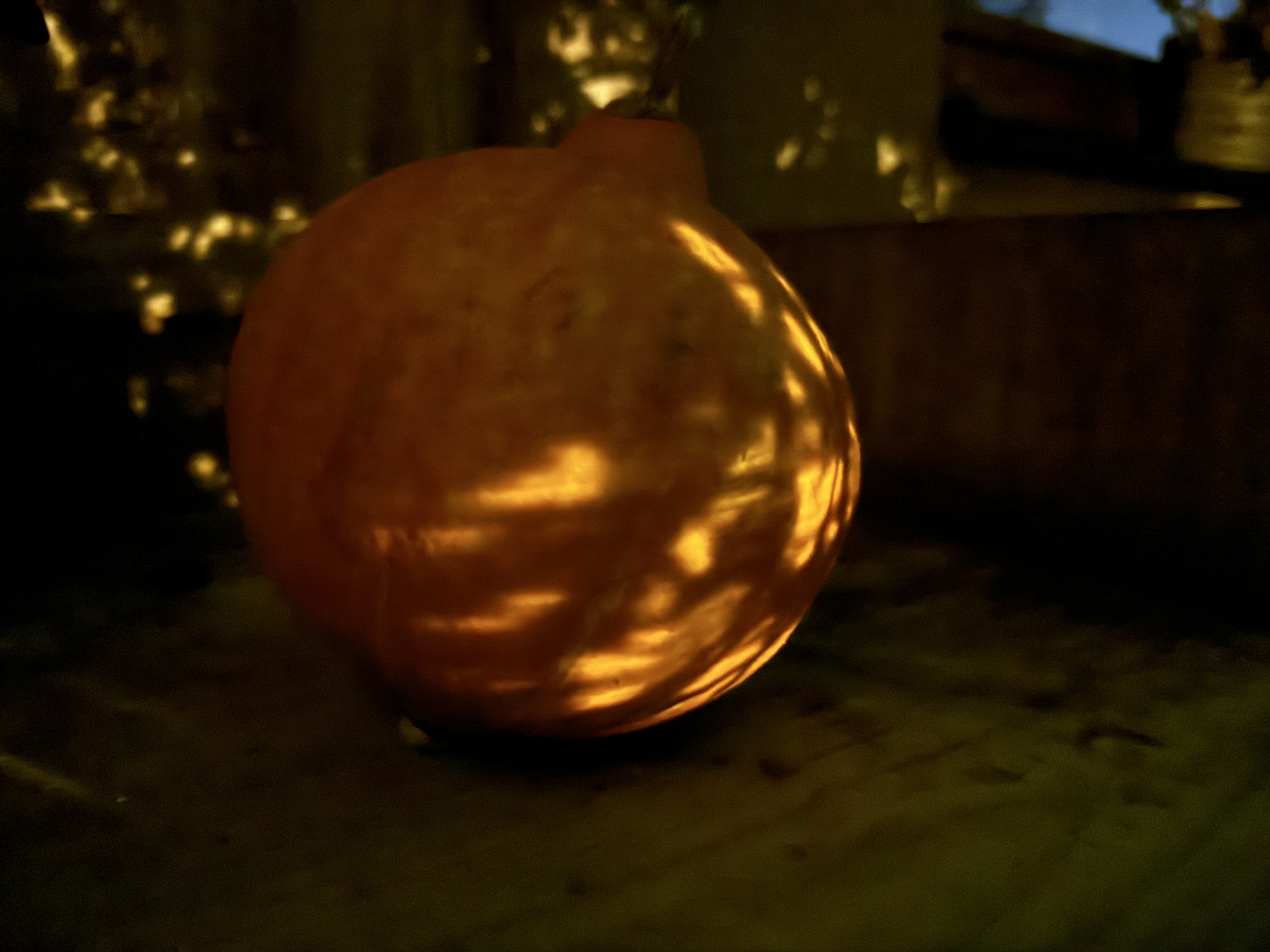 glowing pumpkin in dark