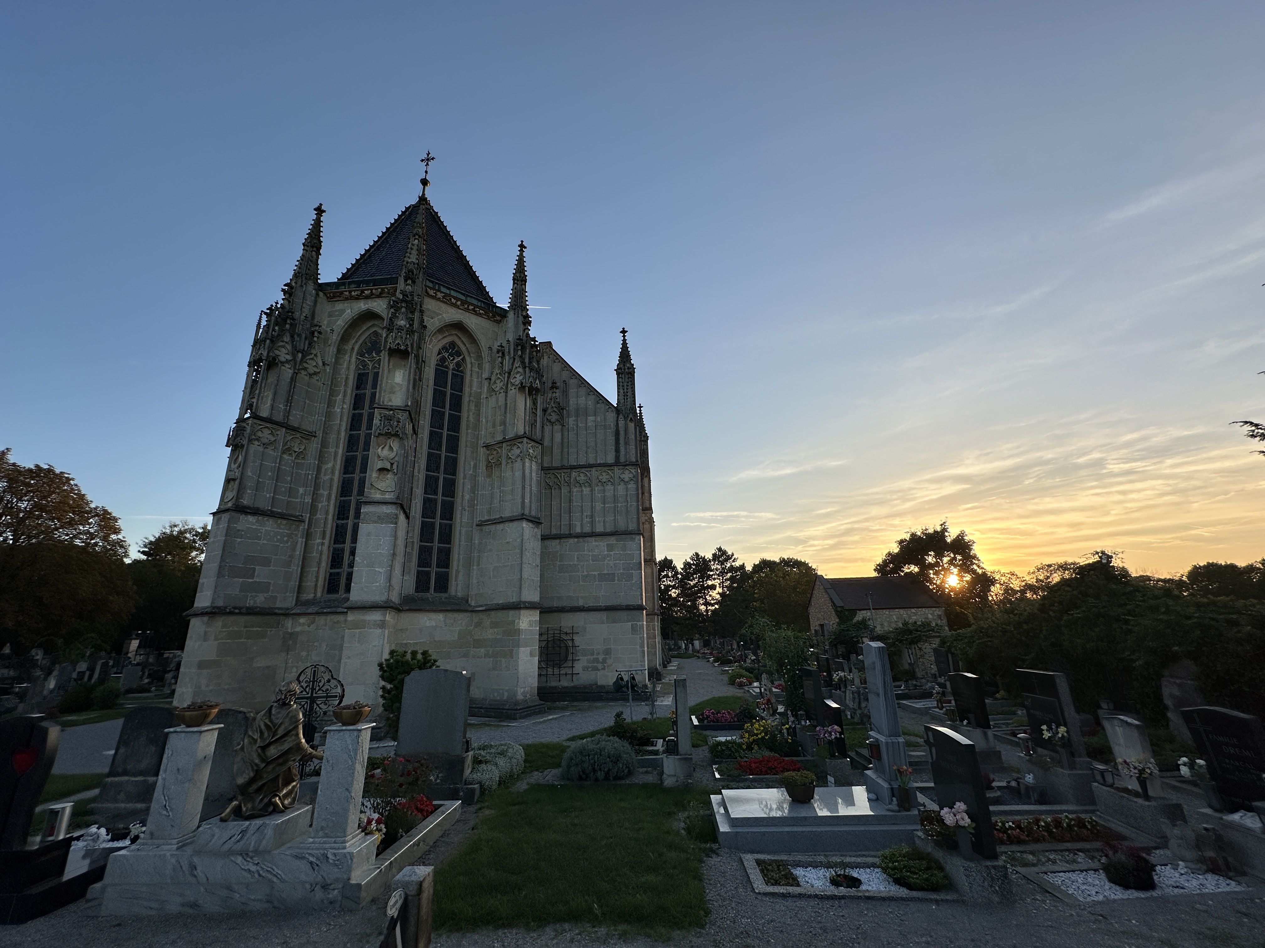 gothic church at sunset