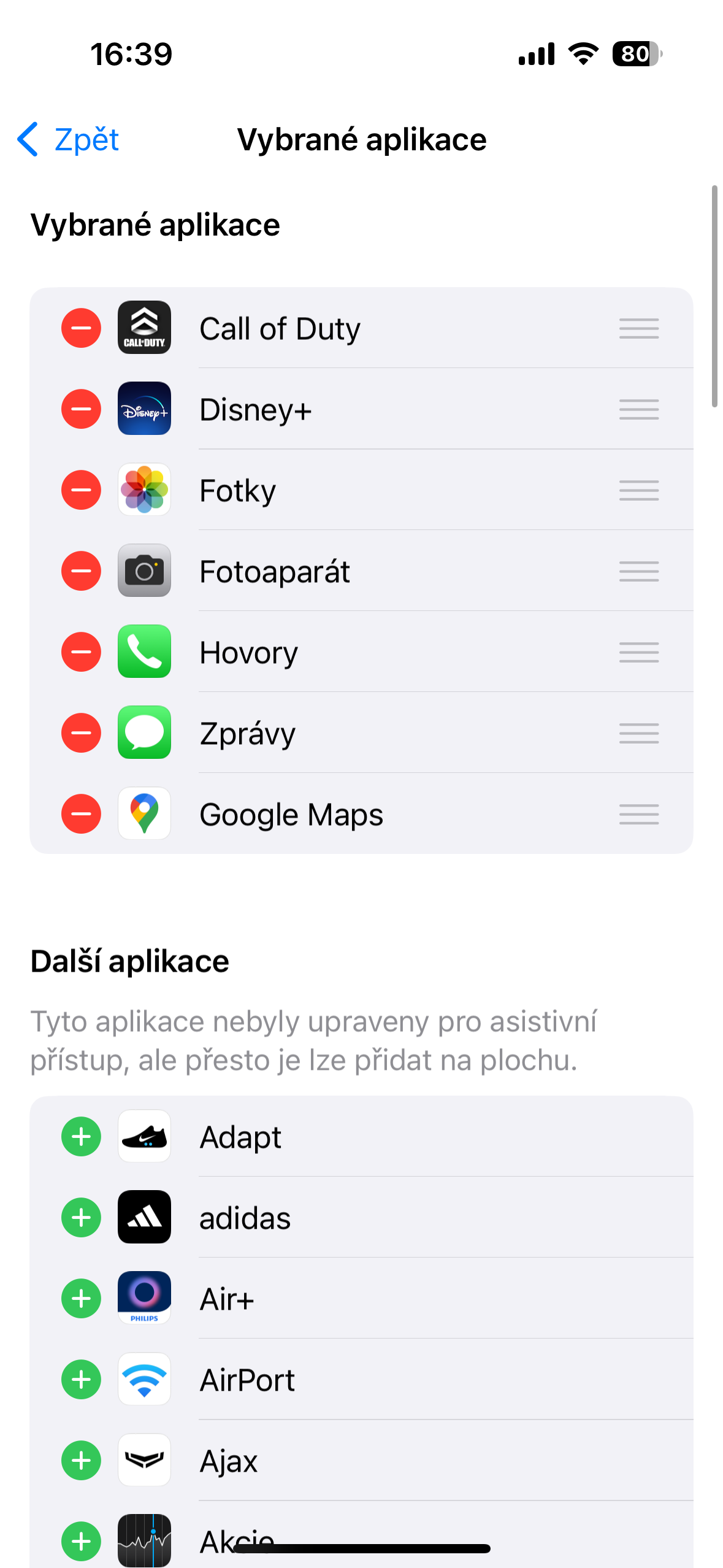 ios app selection screen
