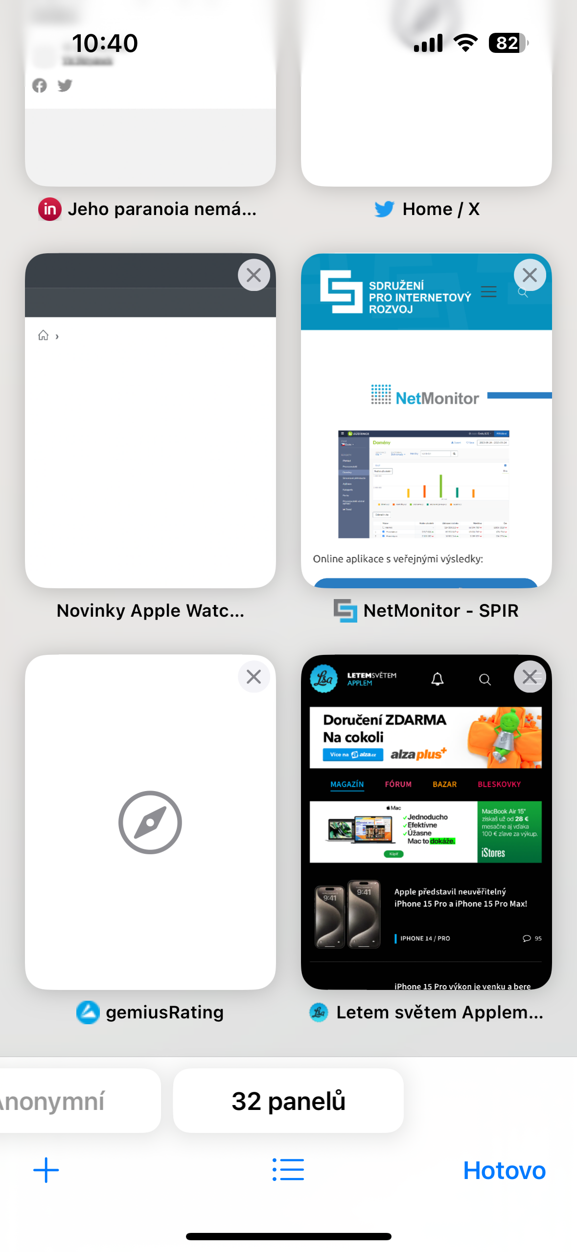 multiple browser tabs view