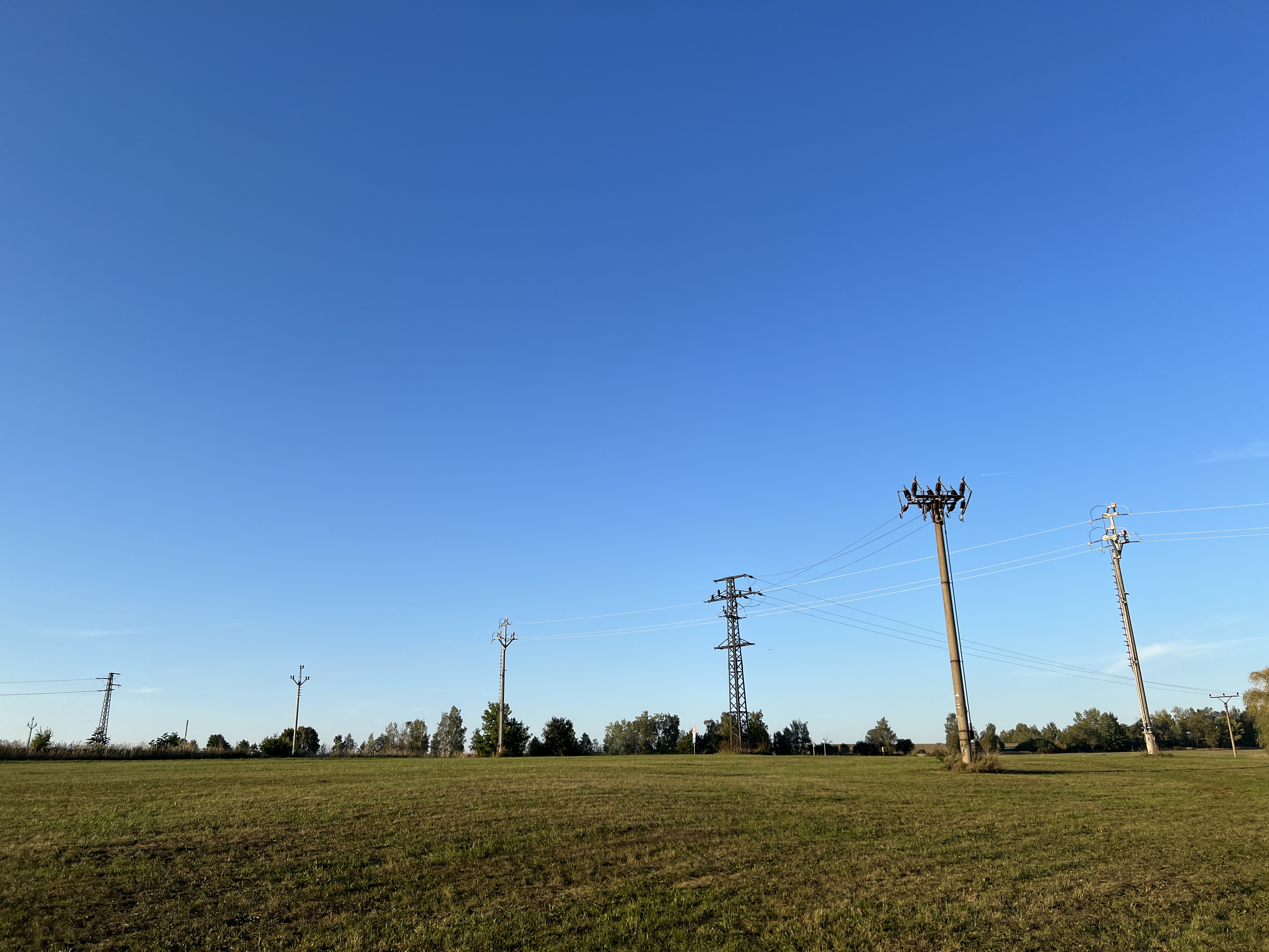 open field with power lines