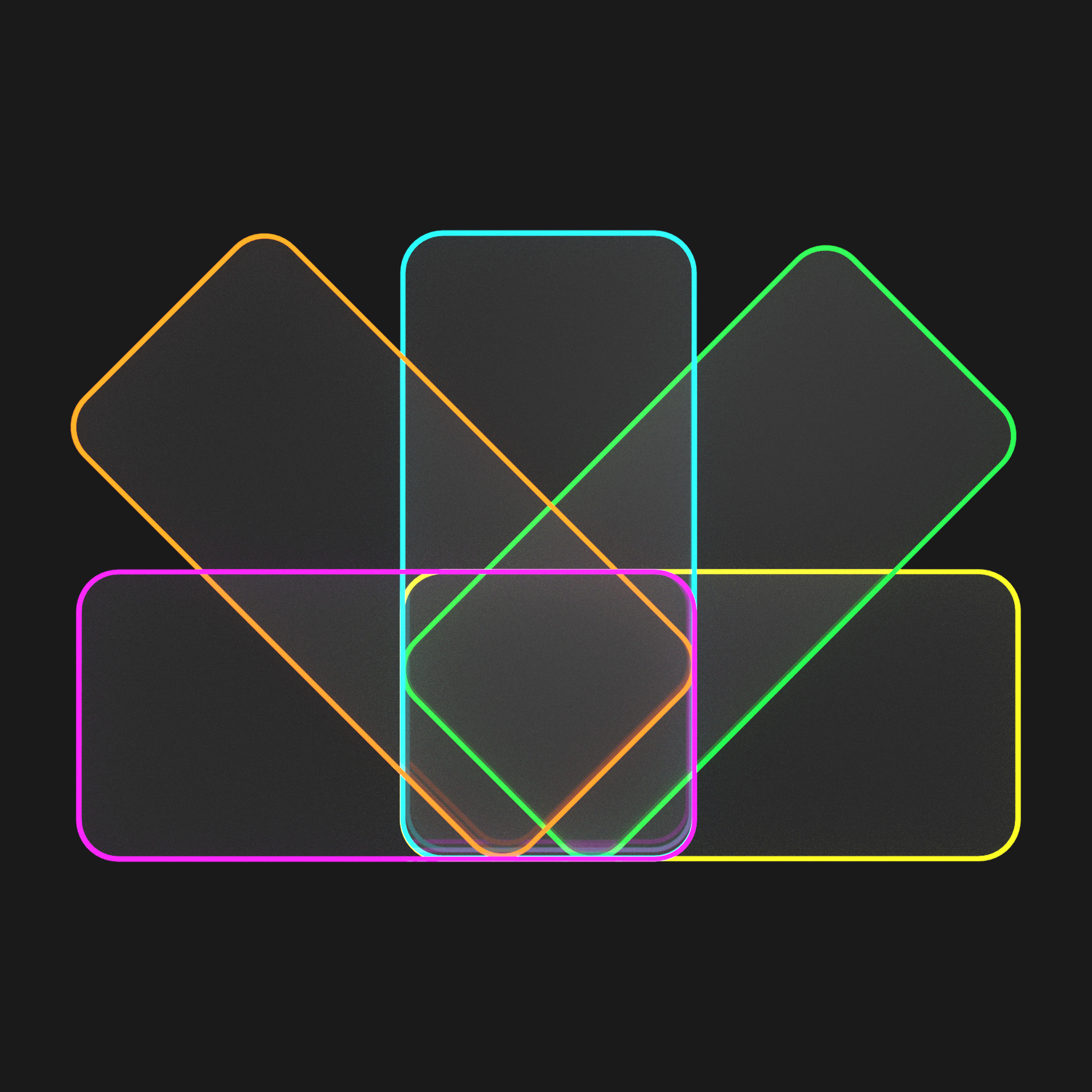 overlapping colorful phone screens