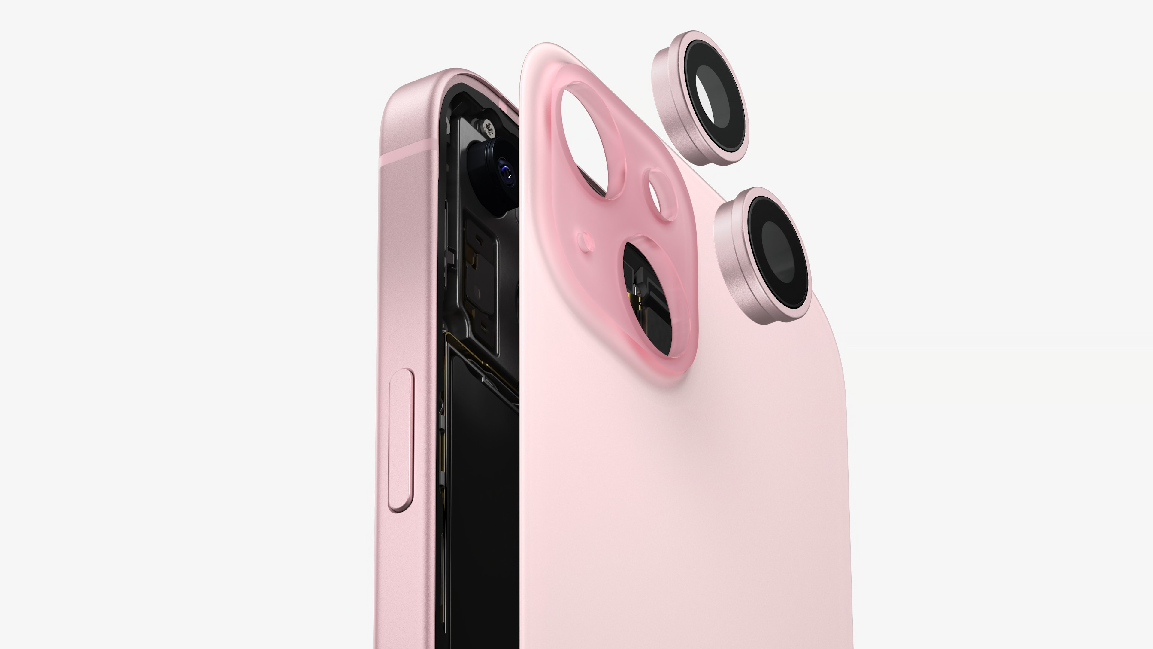 pink iphone camera exploded view