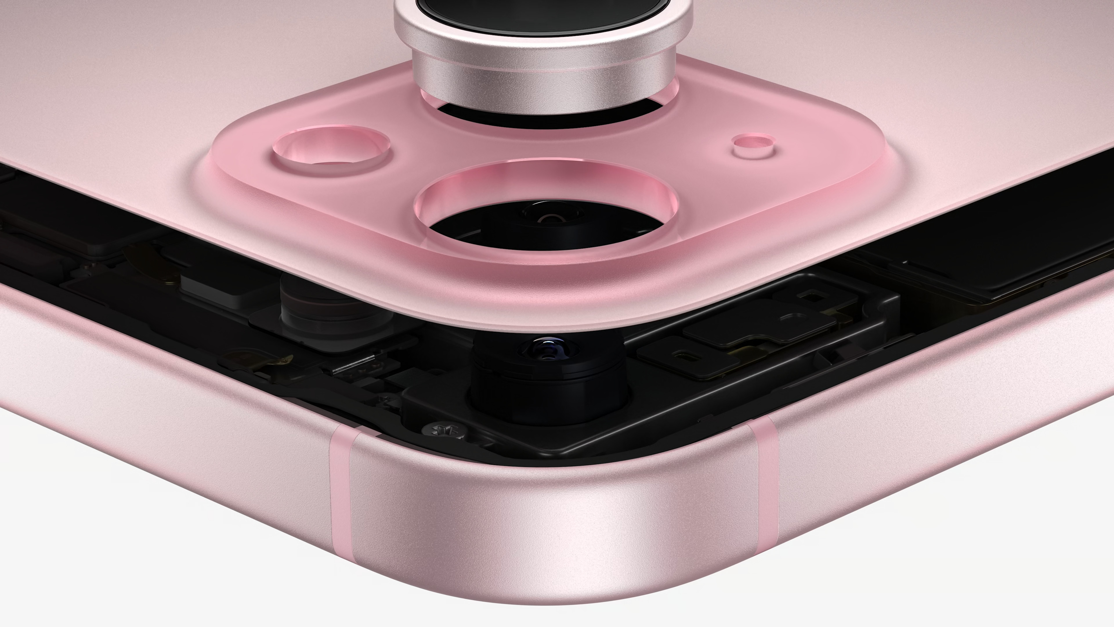 pink iphone camera module detail