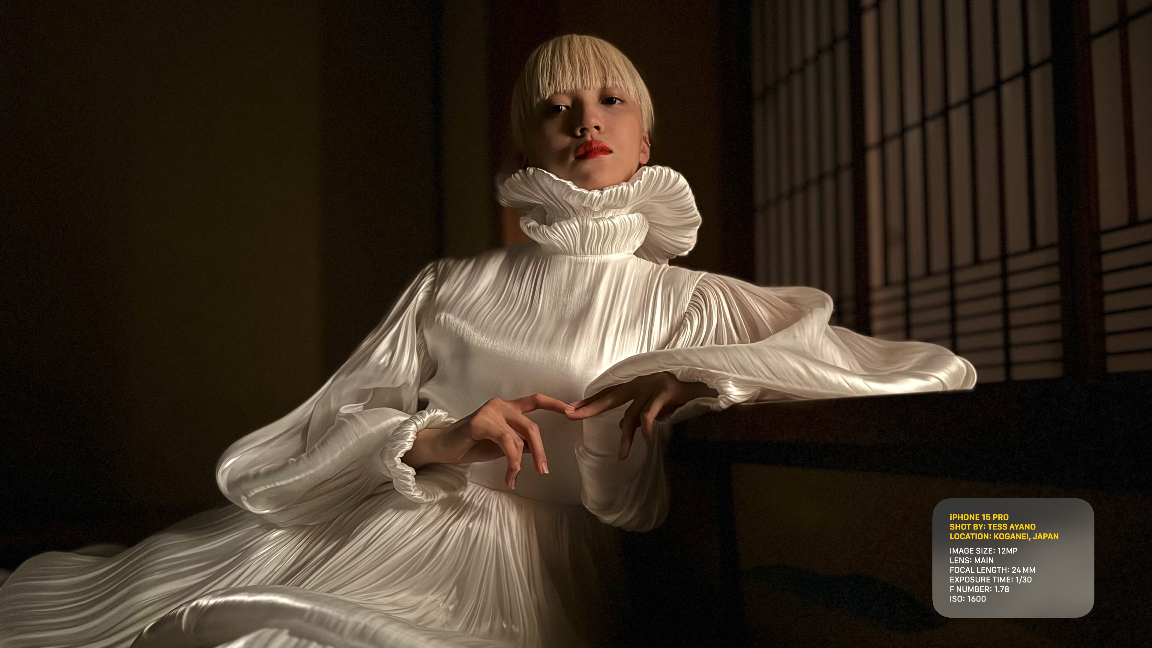 portrait in white dress