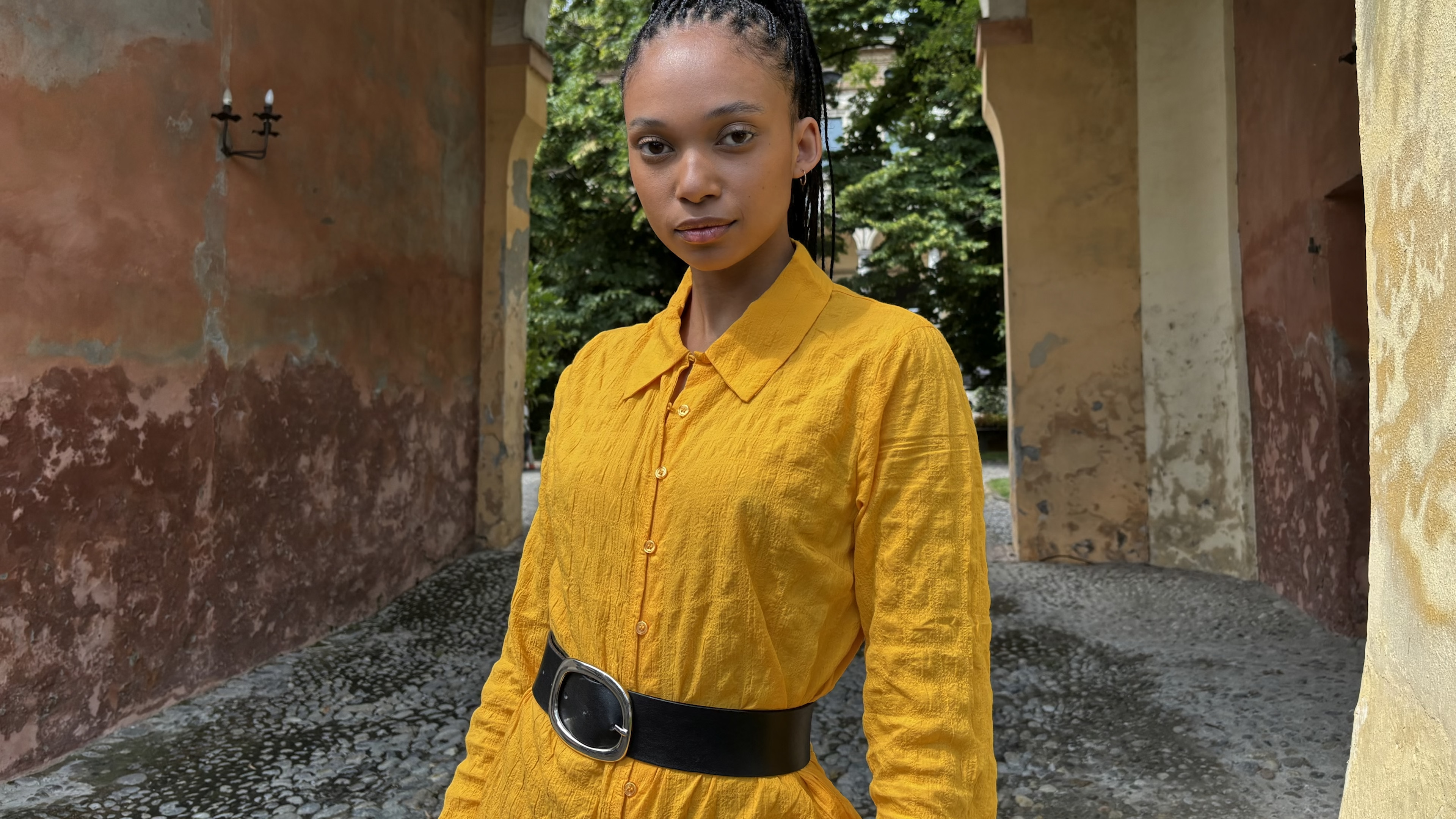 portrait in yellow dress