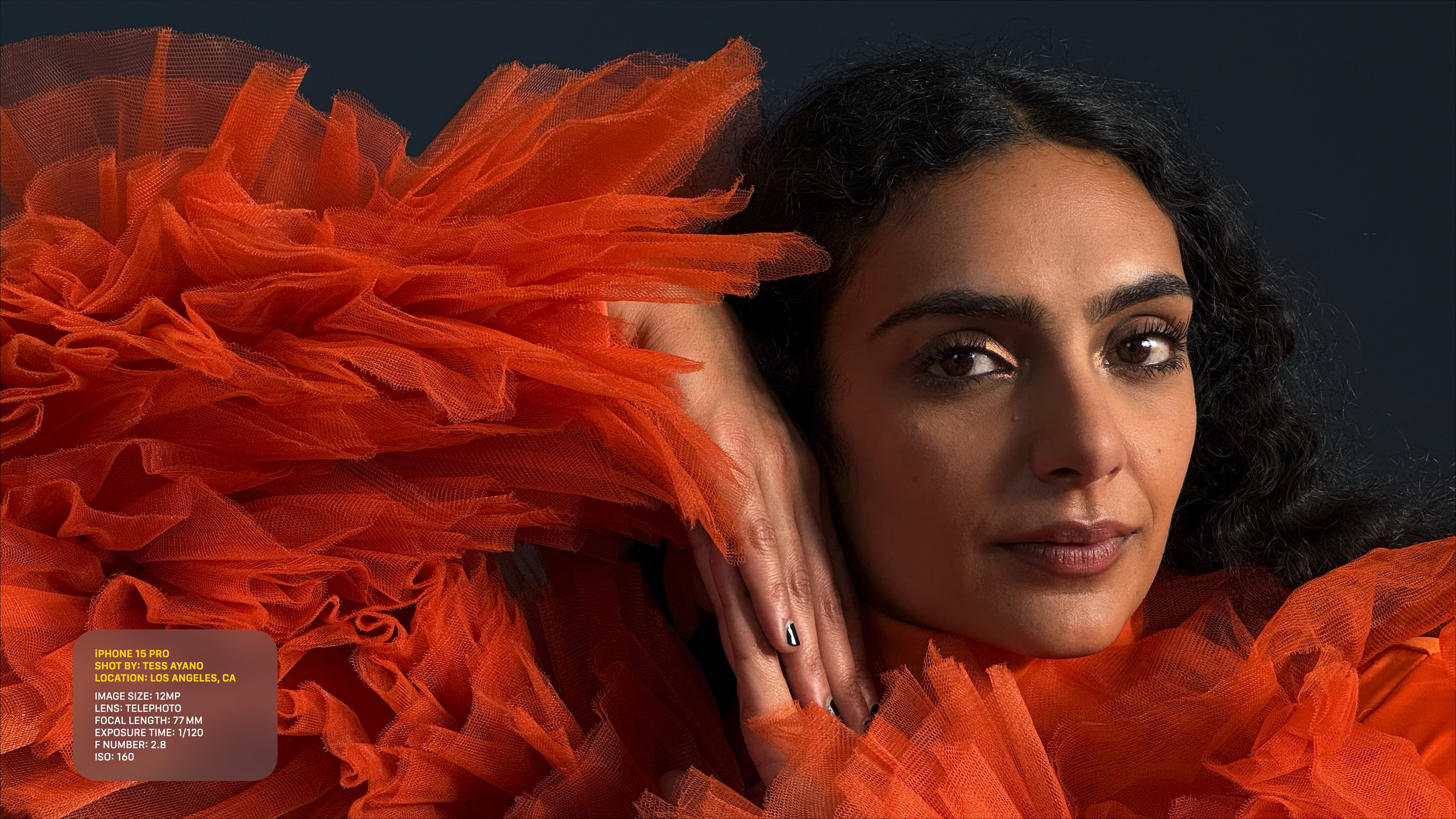 portrait woman in orange dress
