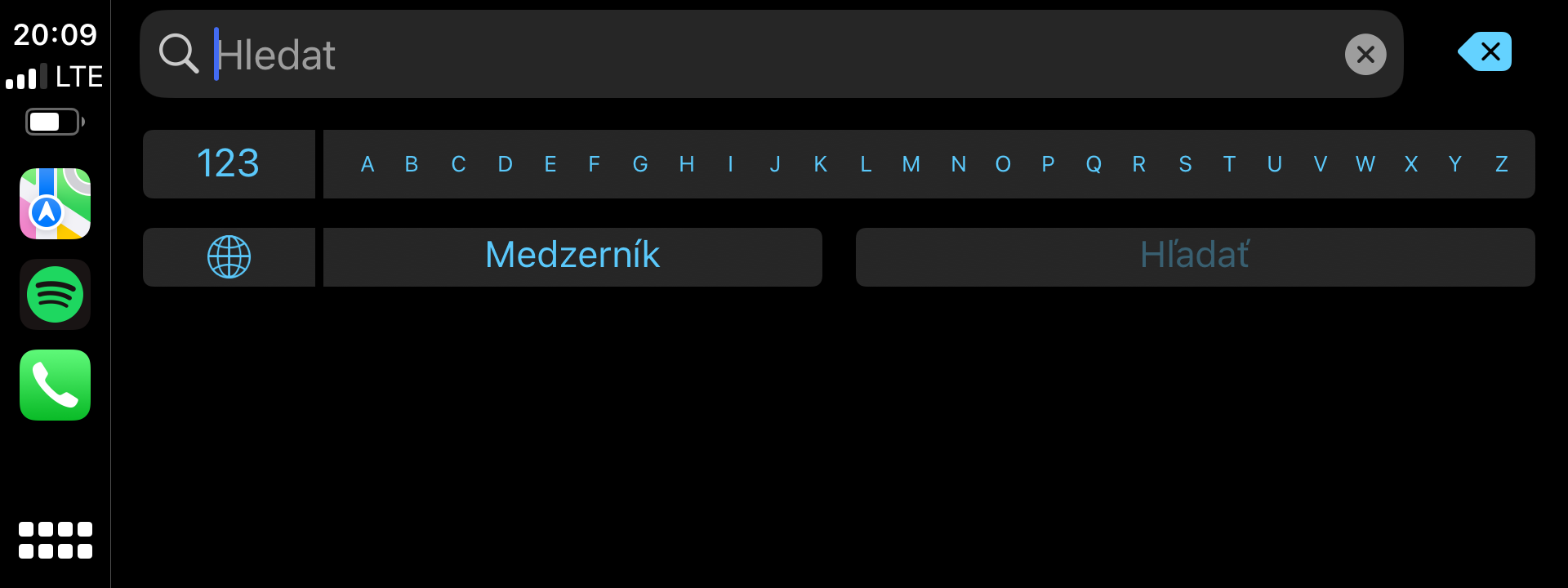 search interface dark mode