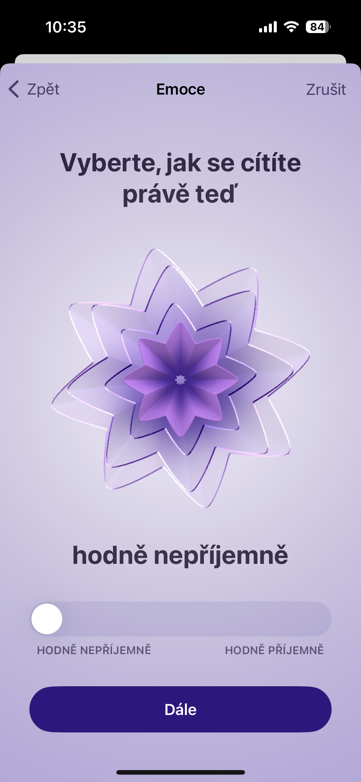 select current emotion very unpleasant