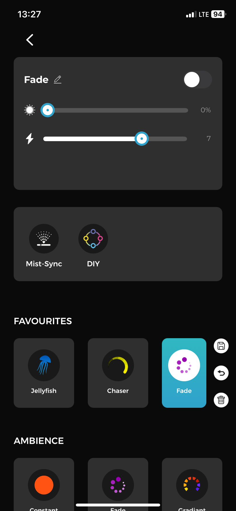 smart lighting app interface