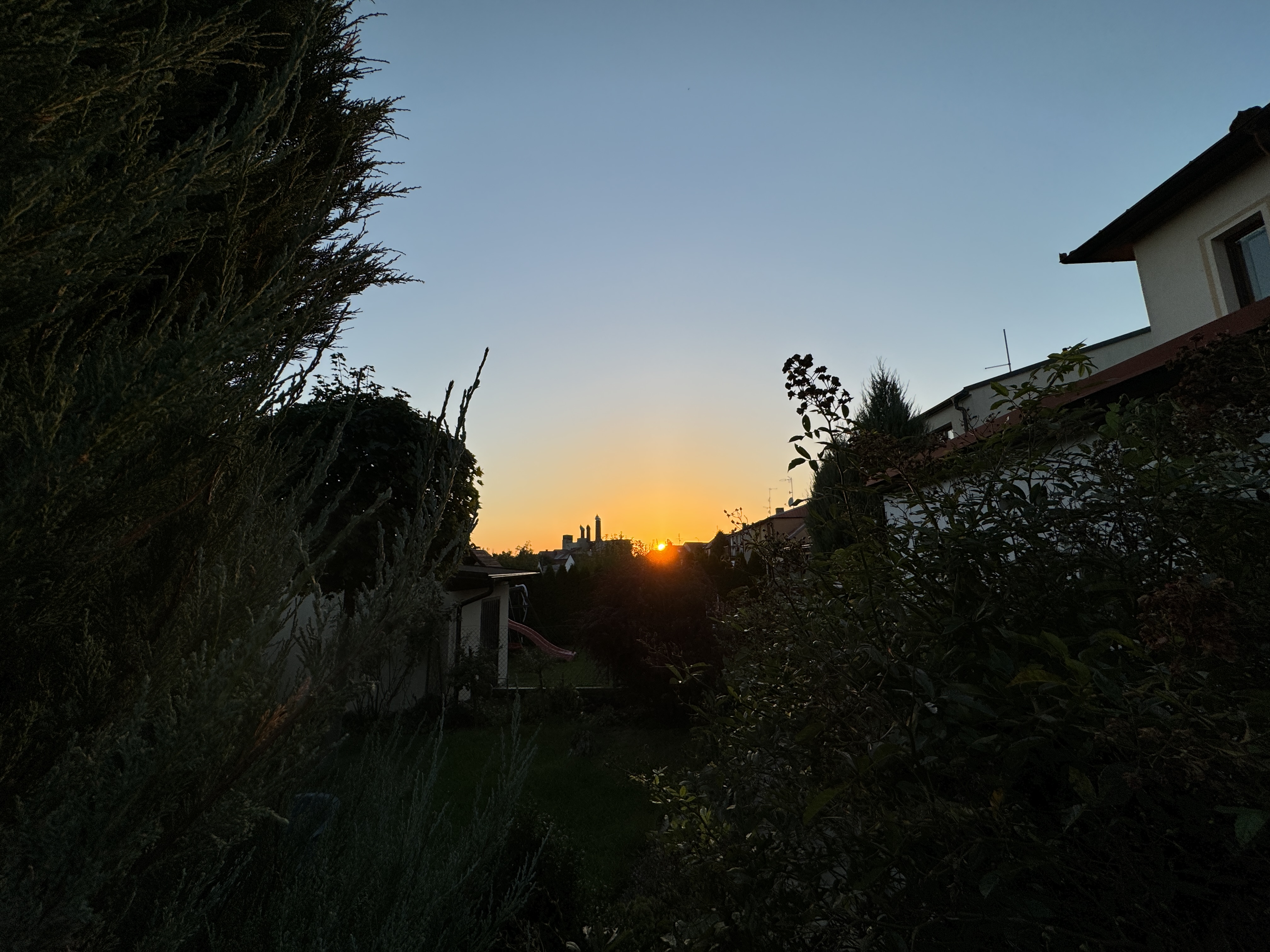 sunset garden landscape