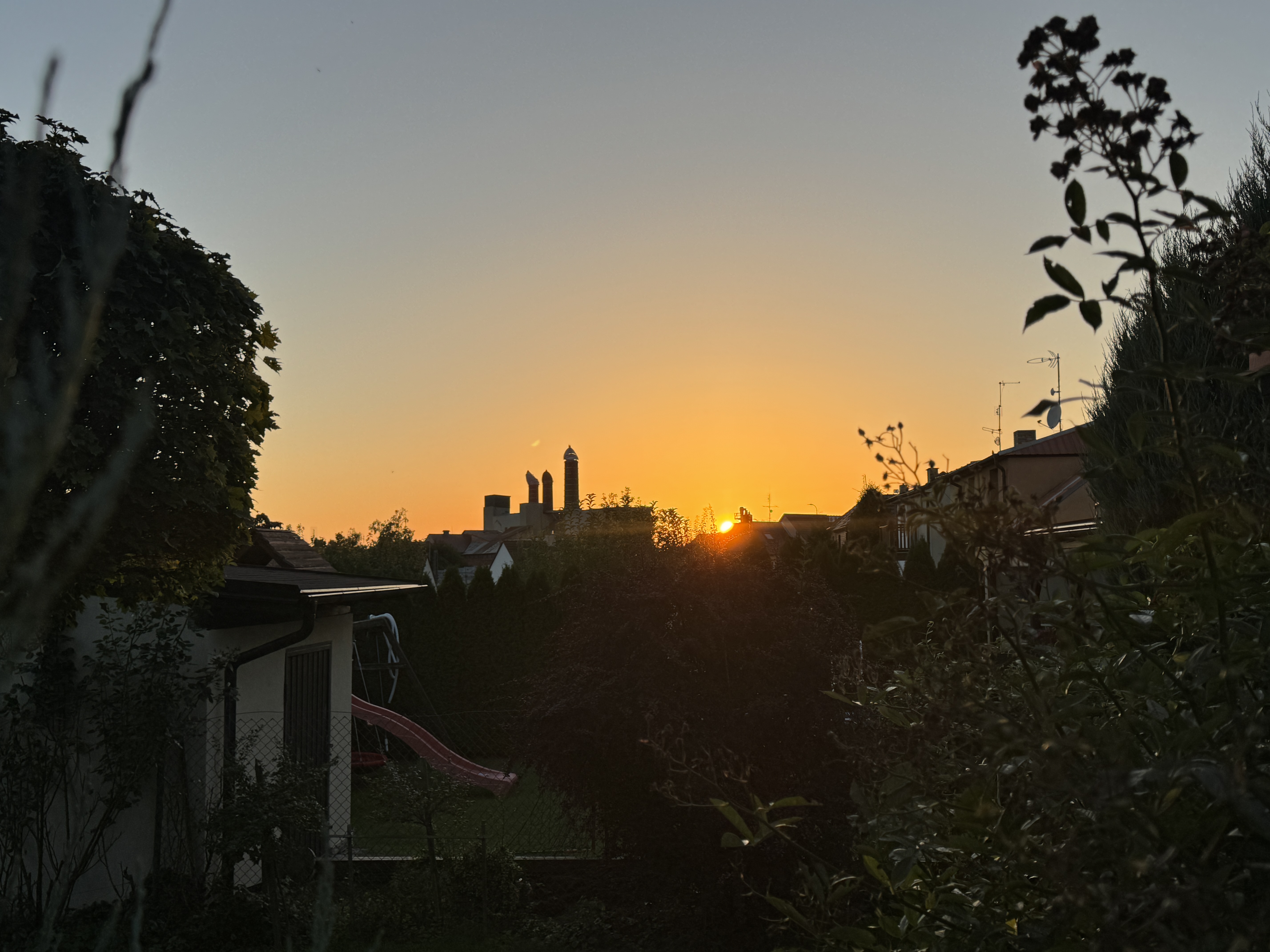 sunset over garden