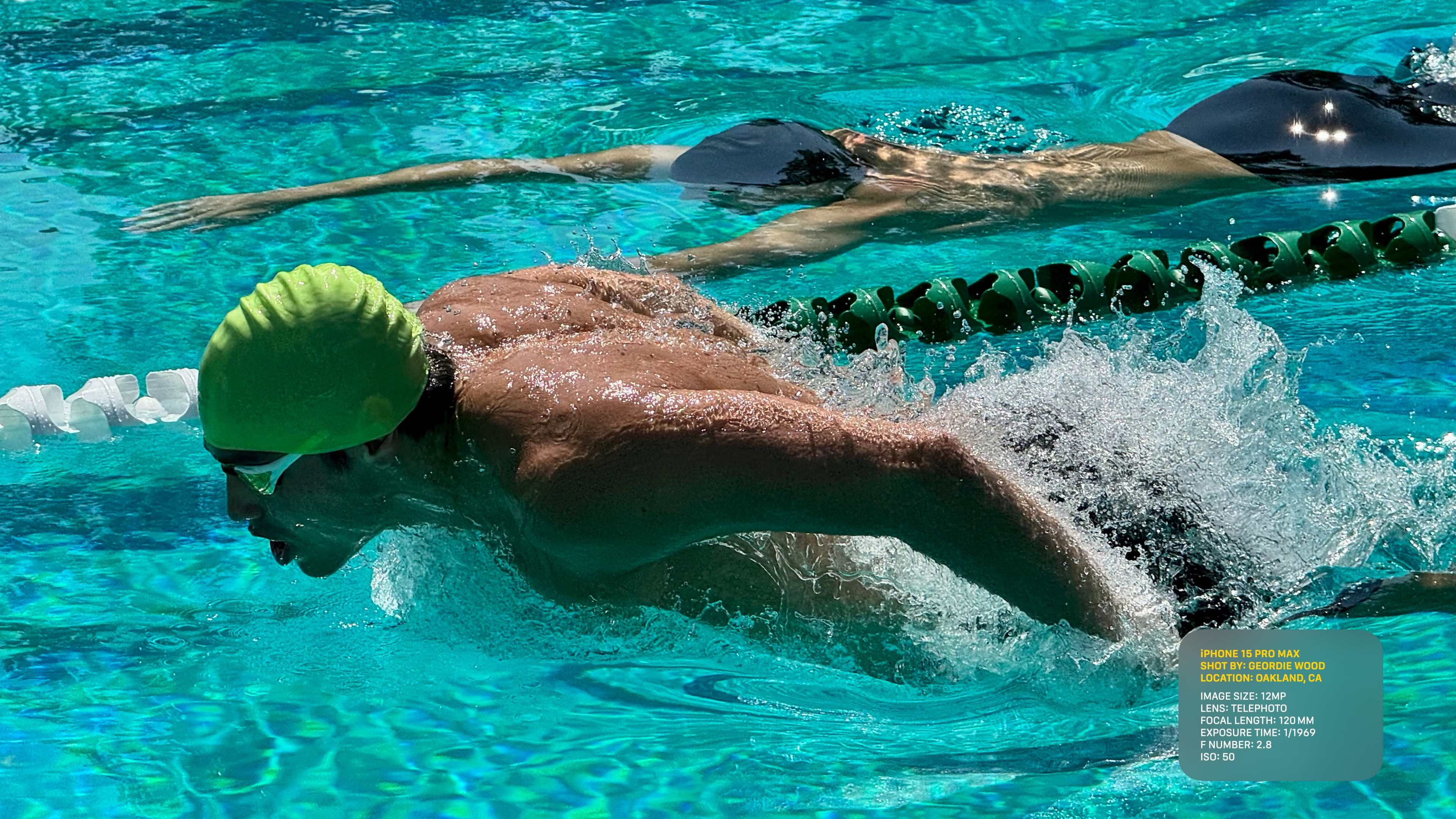 swimmer in pool action shot