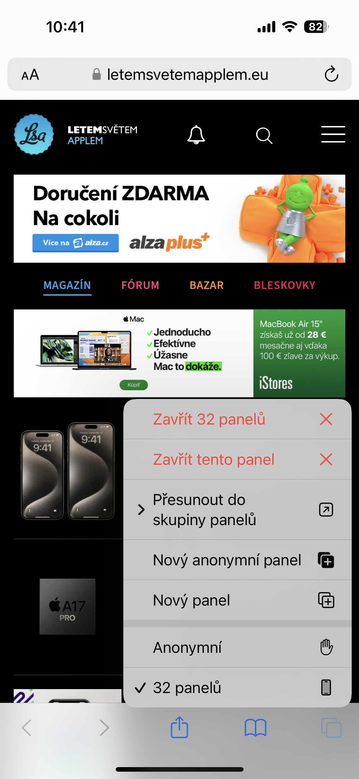 website with panel options