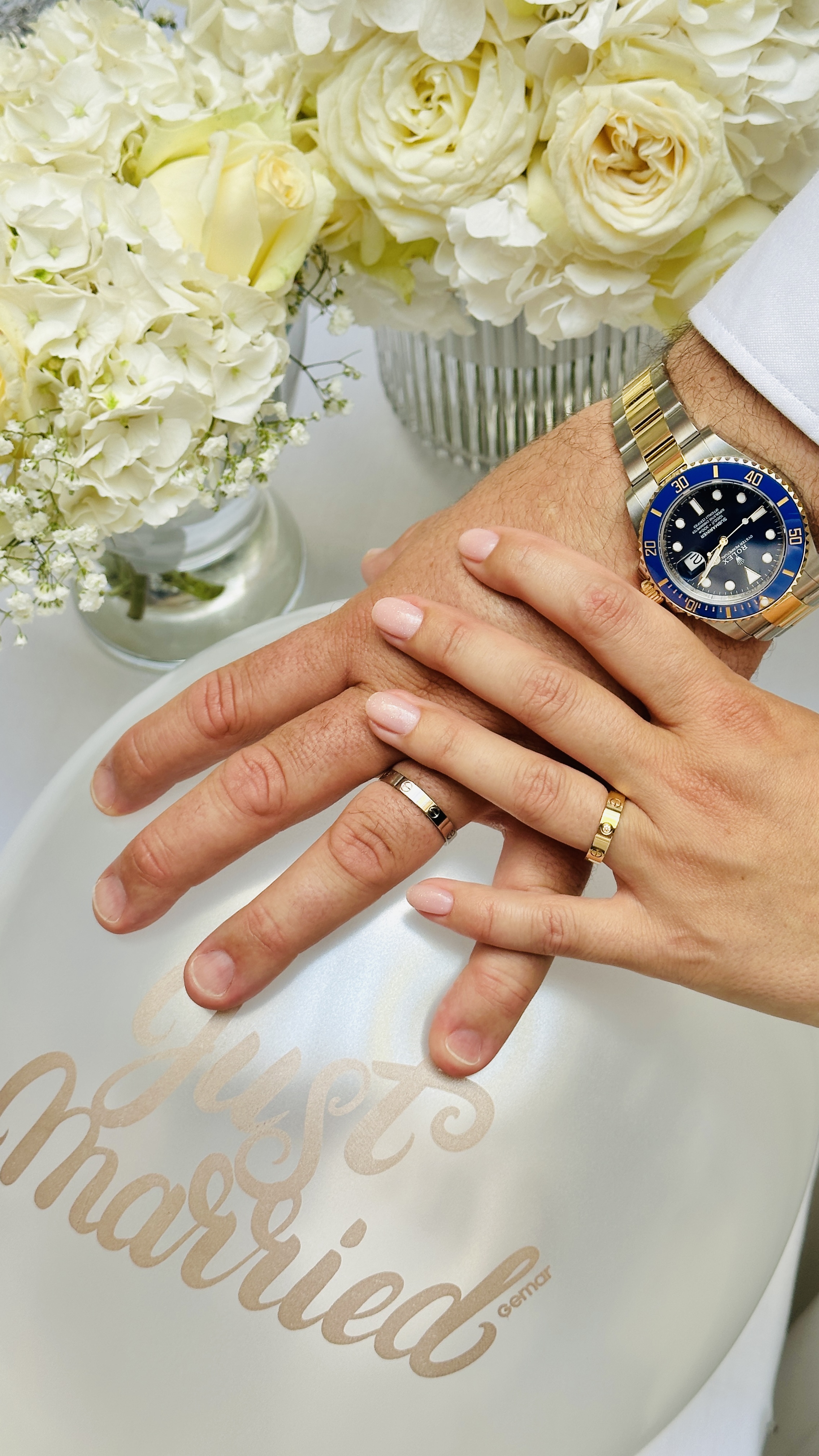 wedding rings on hands