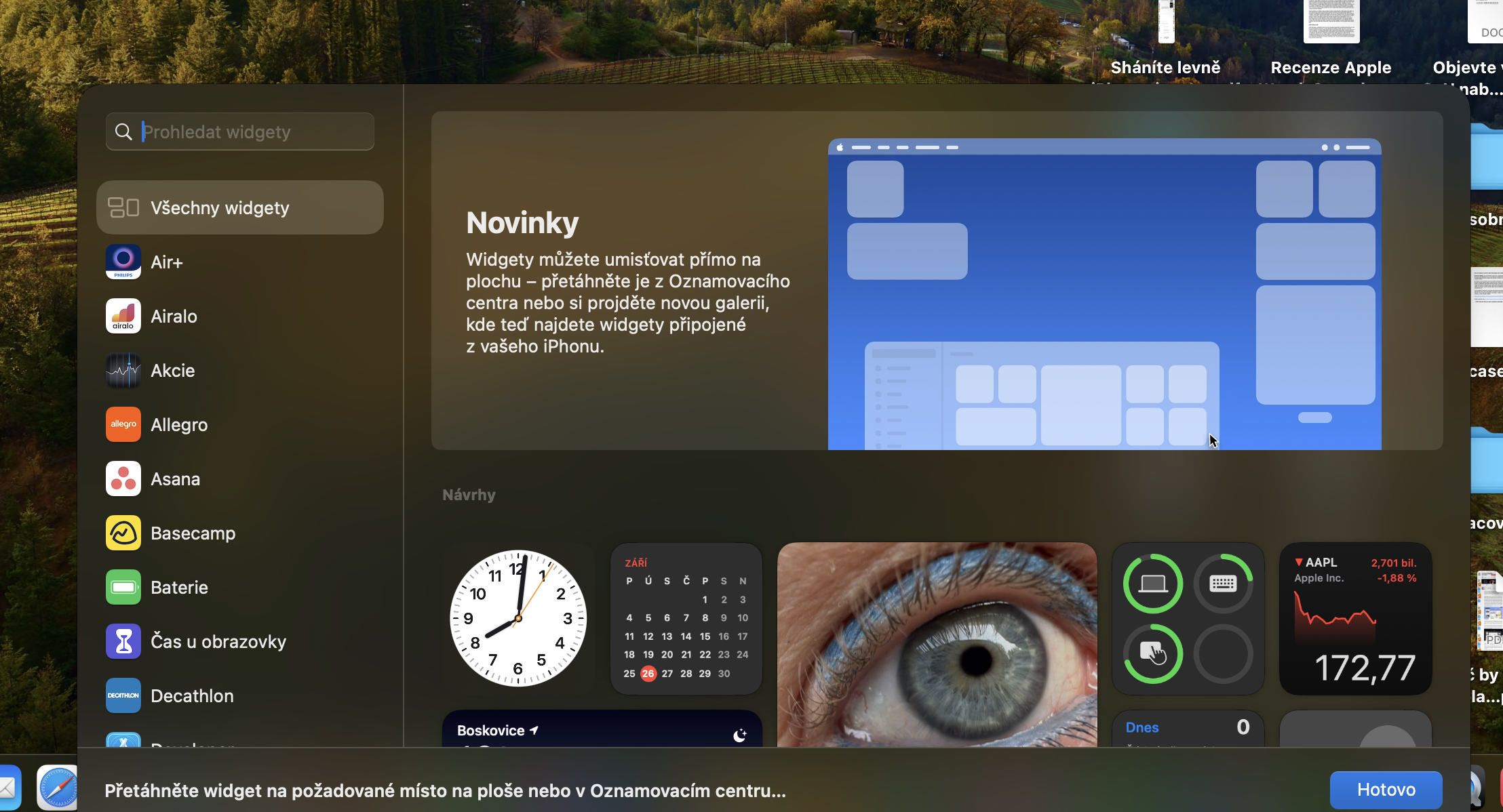 widget dashboard interface