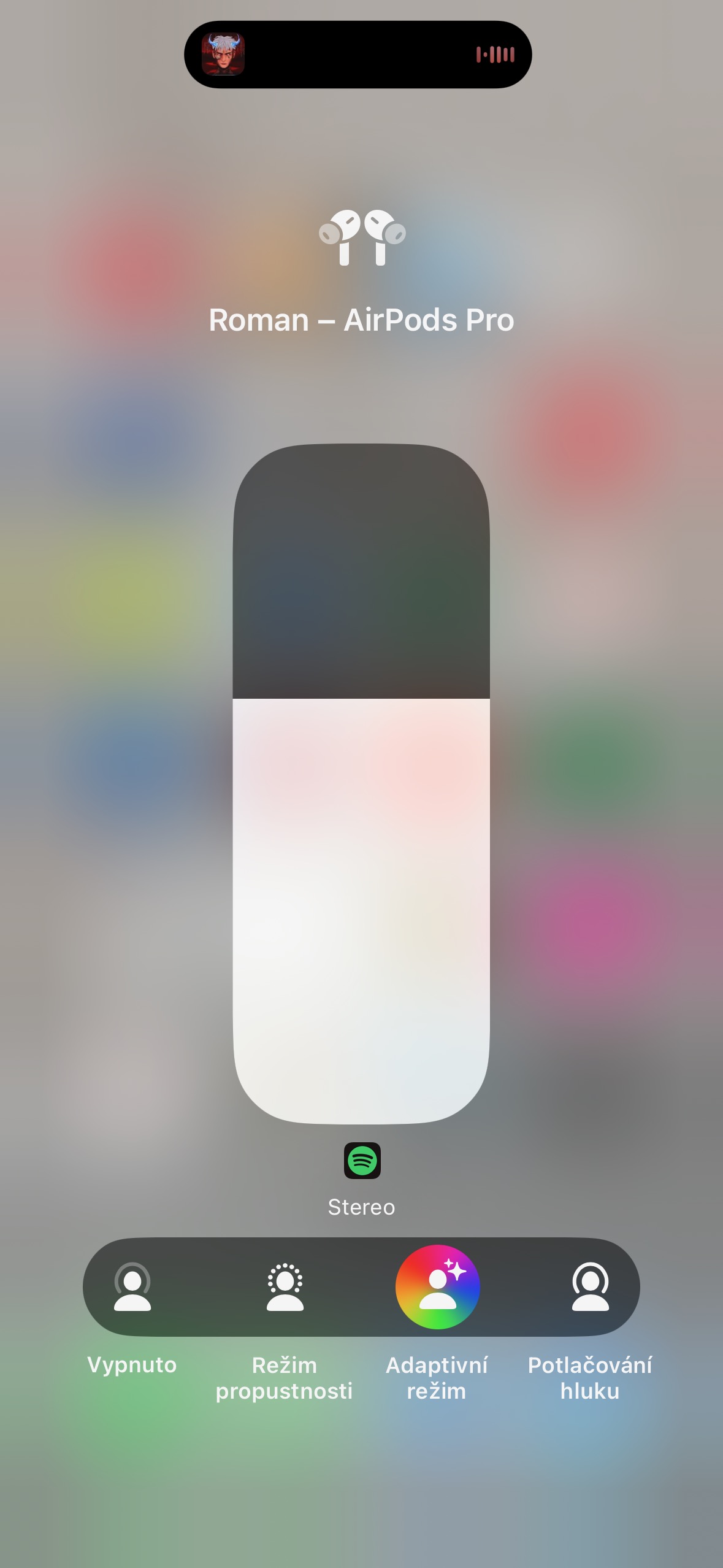 airpods pro control center blurred