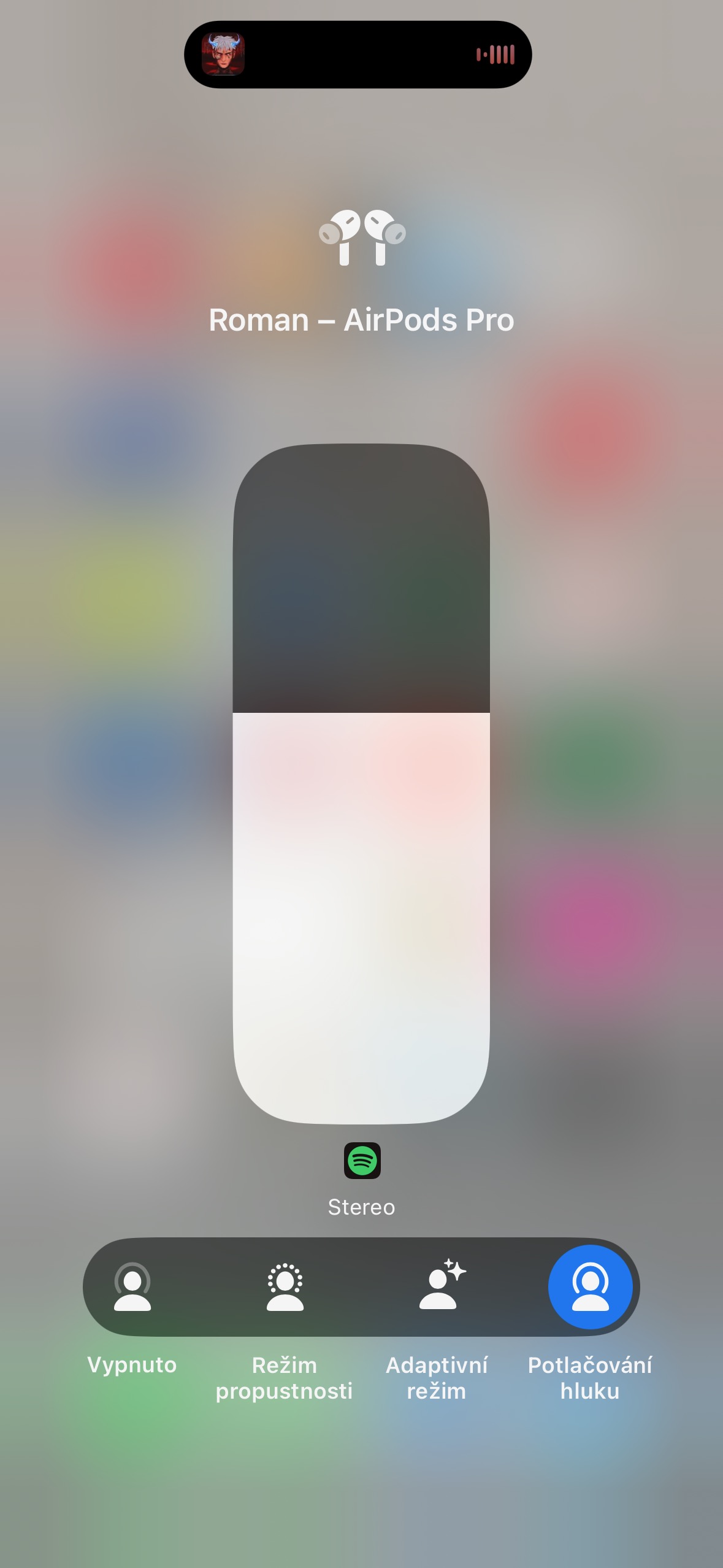 airpods pro control center noise cancellation