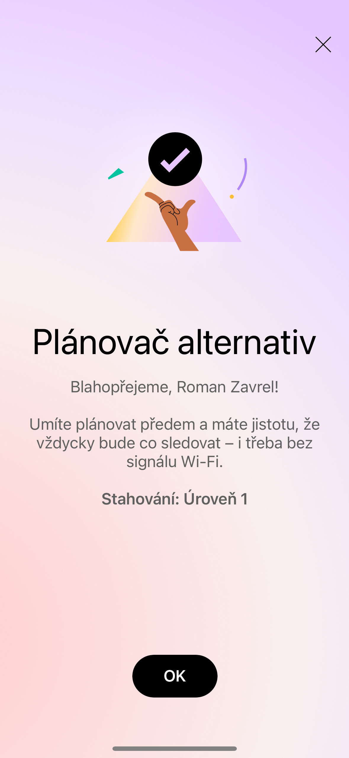 alternative planner screen checkmark