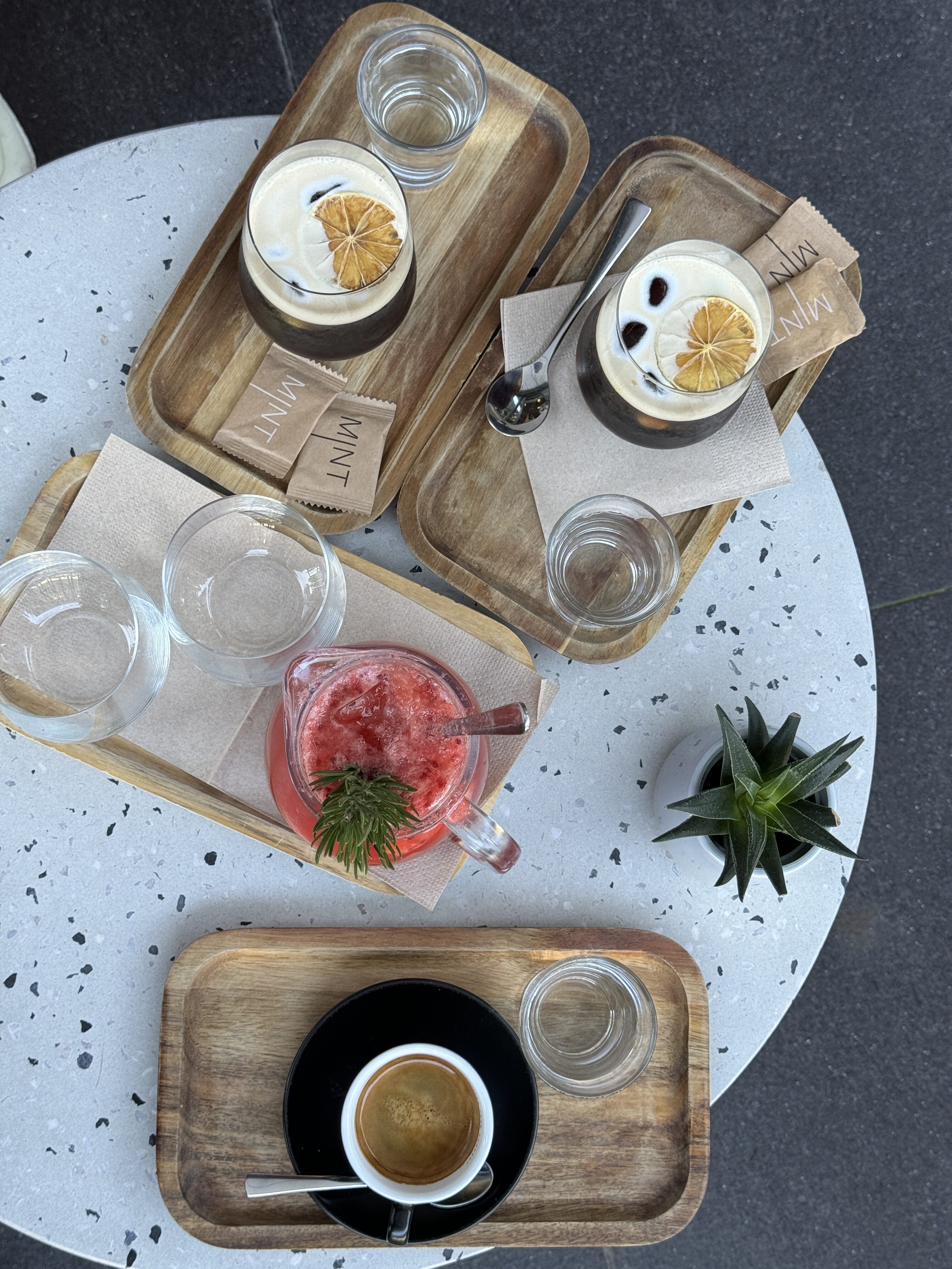 assorted drinks on table