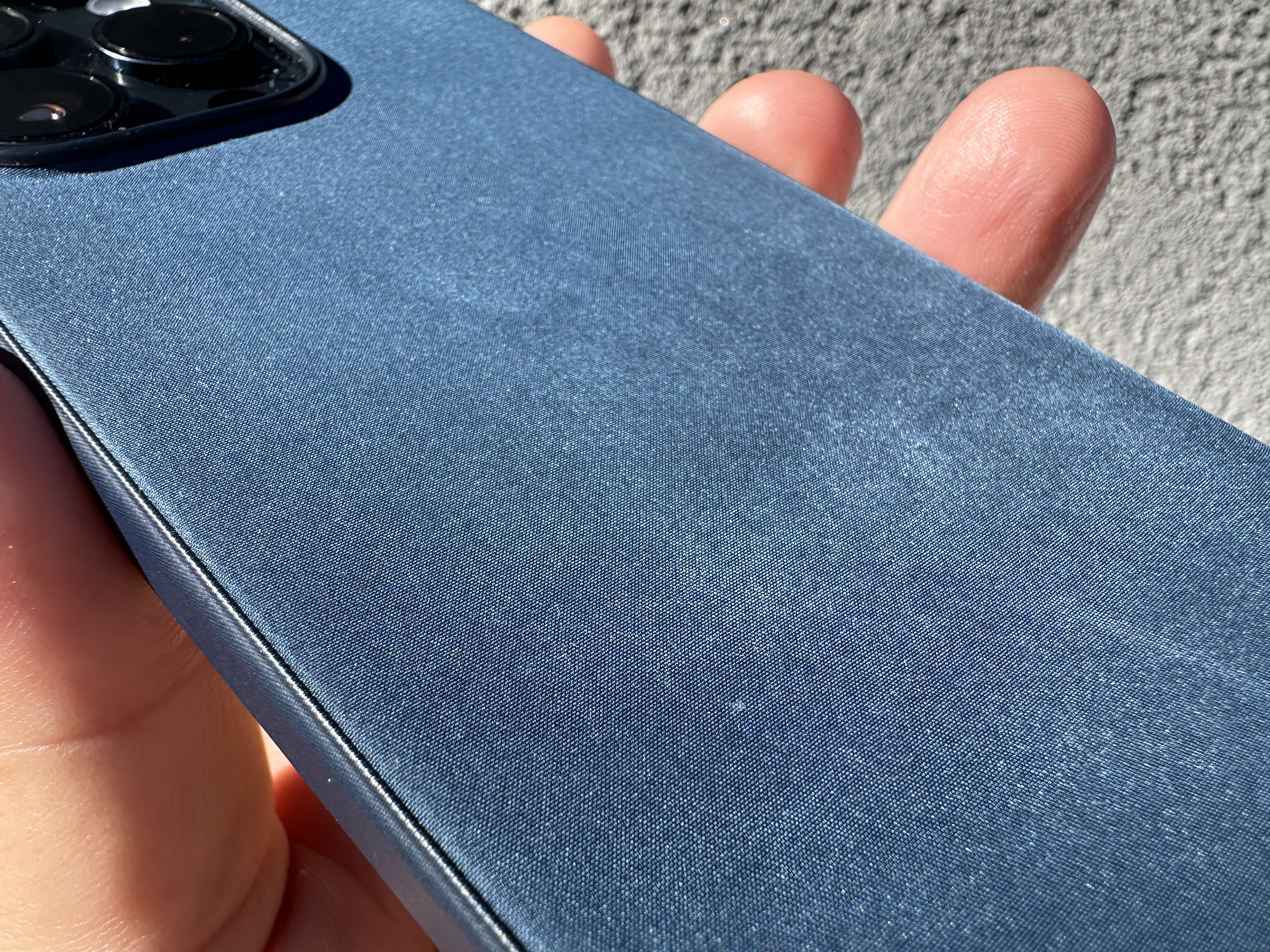 blue phone case closeup