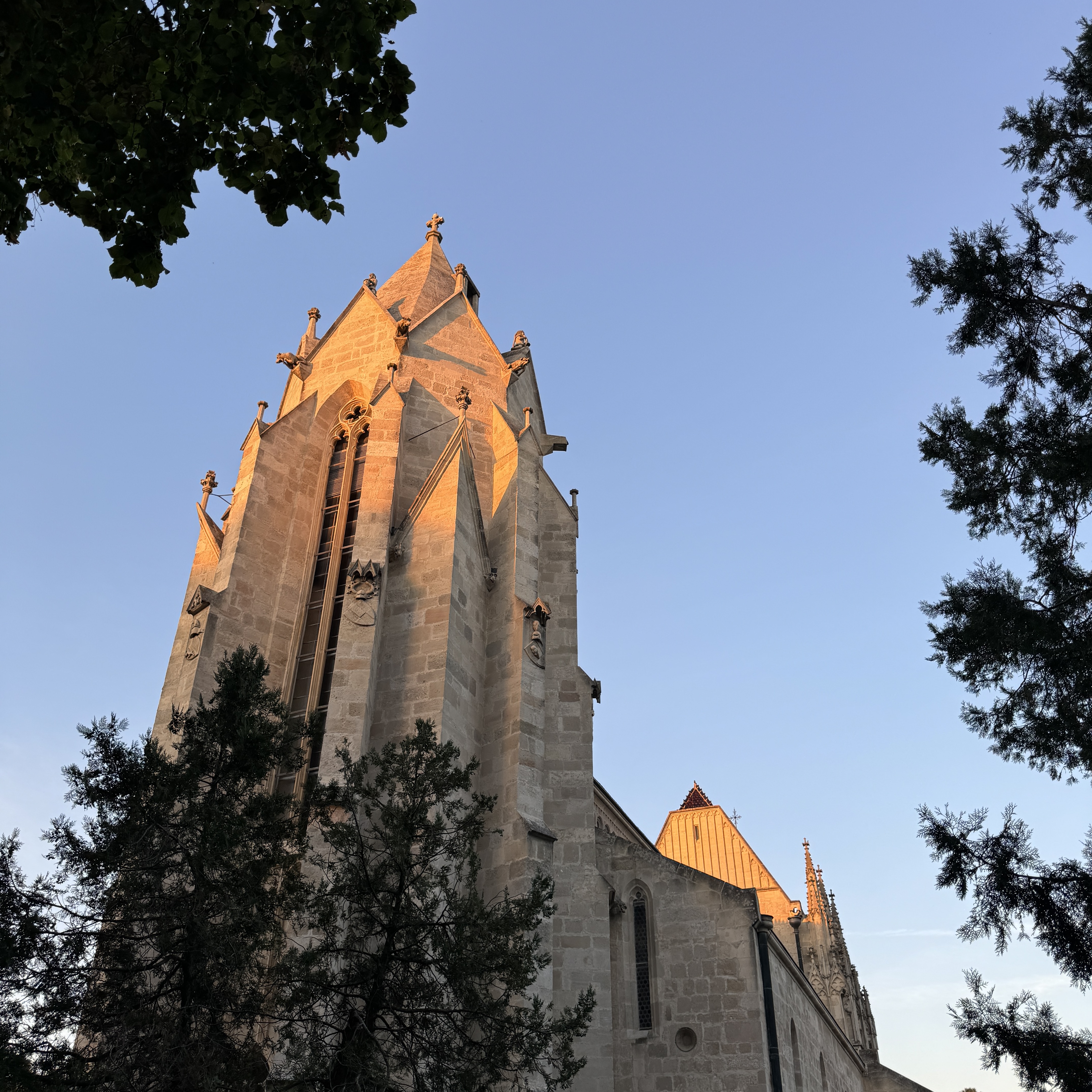 church tower at dusk