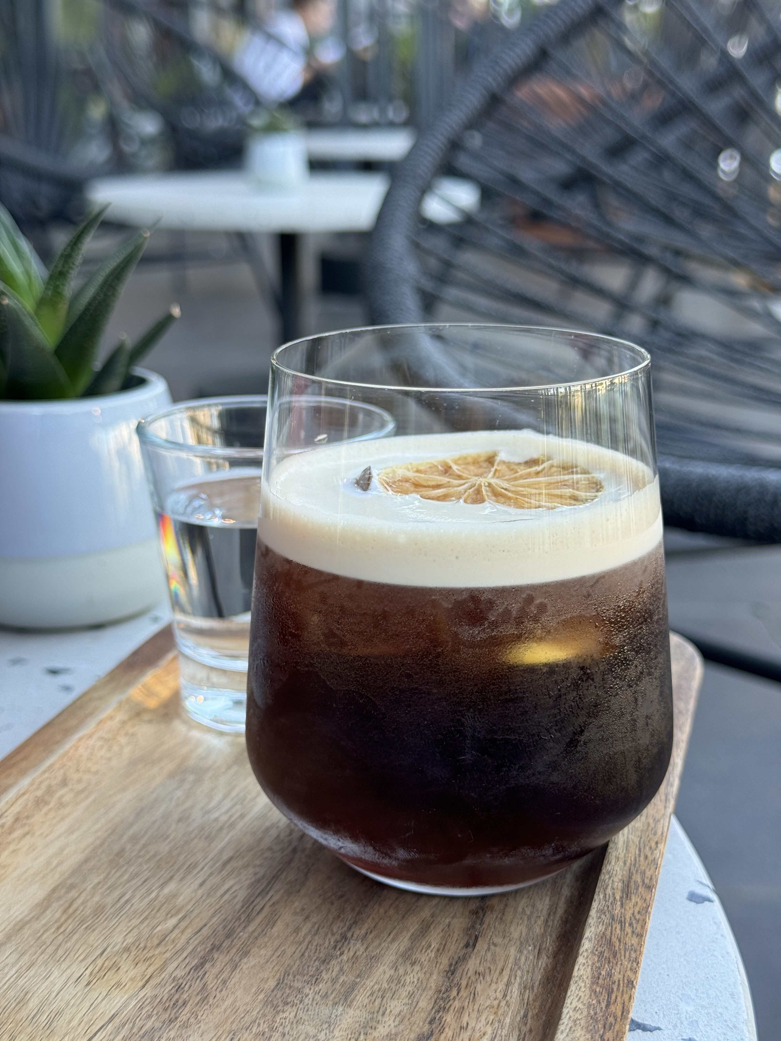 cold brew coffee on tray