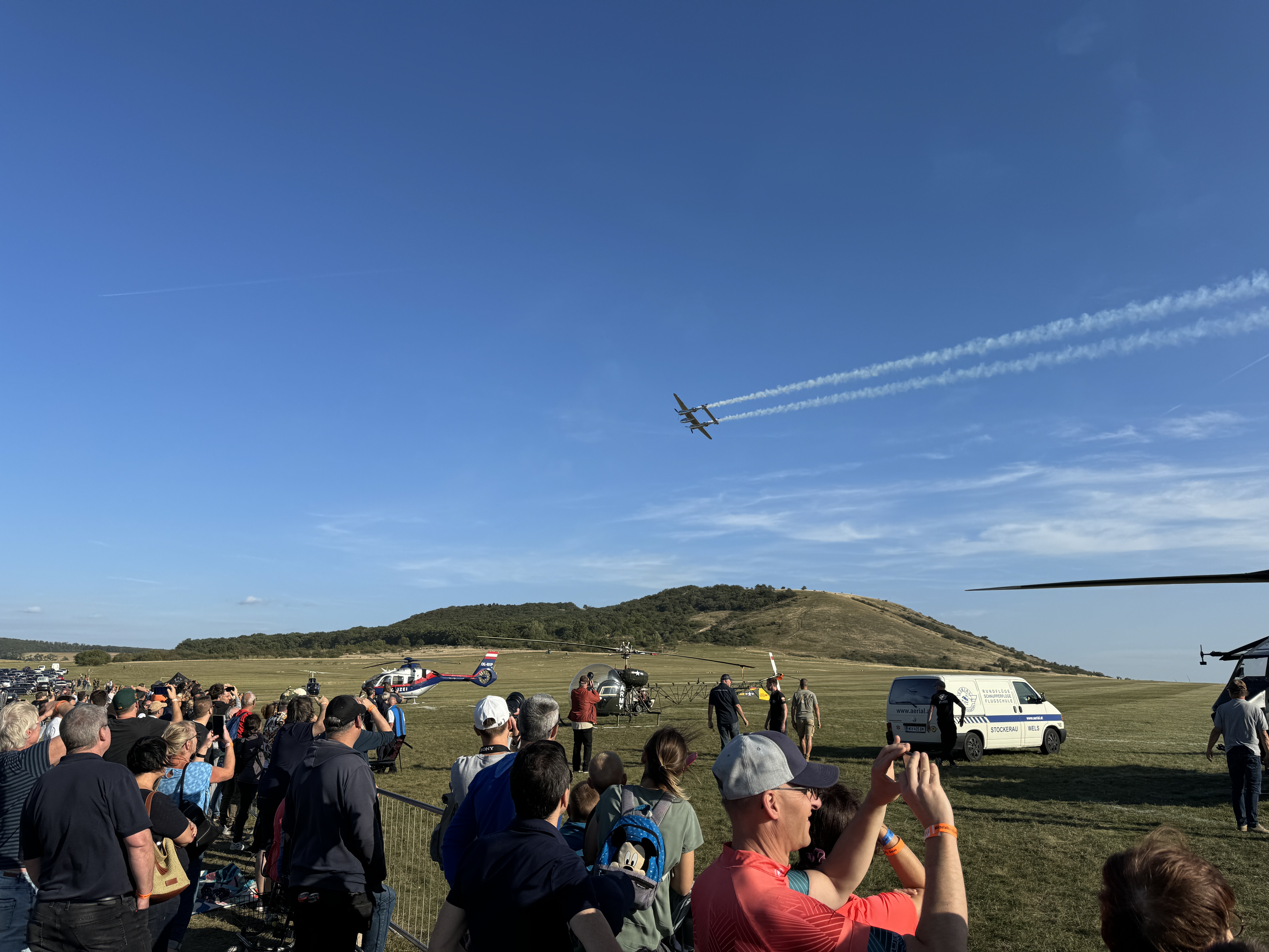 crowd watching airshow