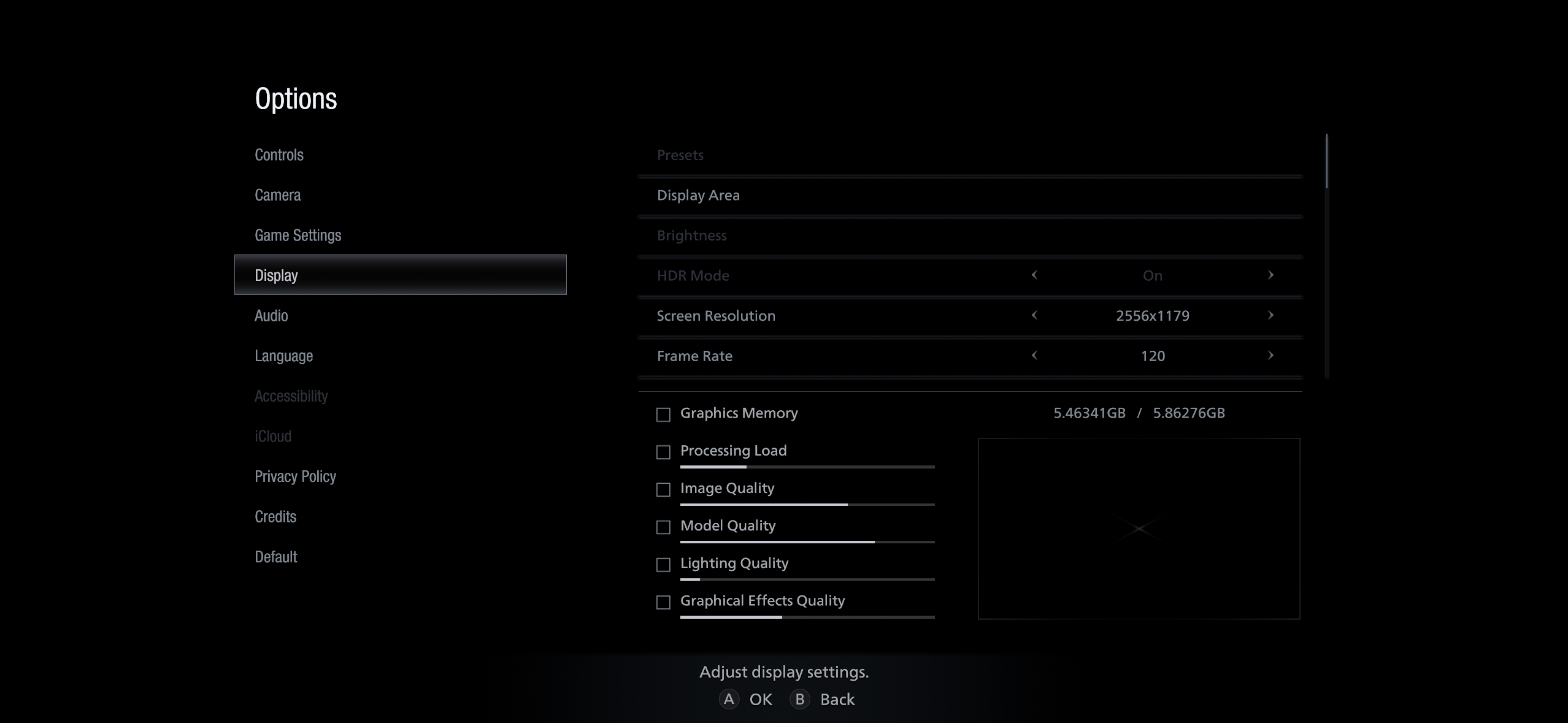 display settings adjustment