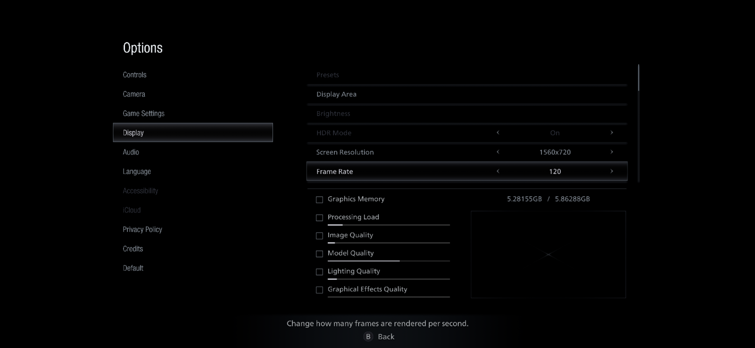 frame rate settings