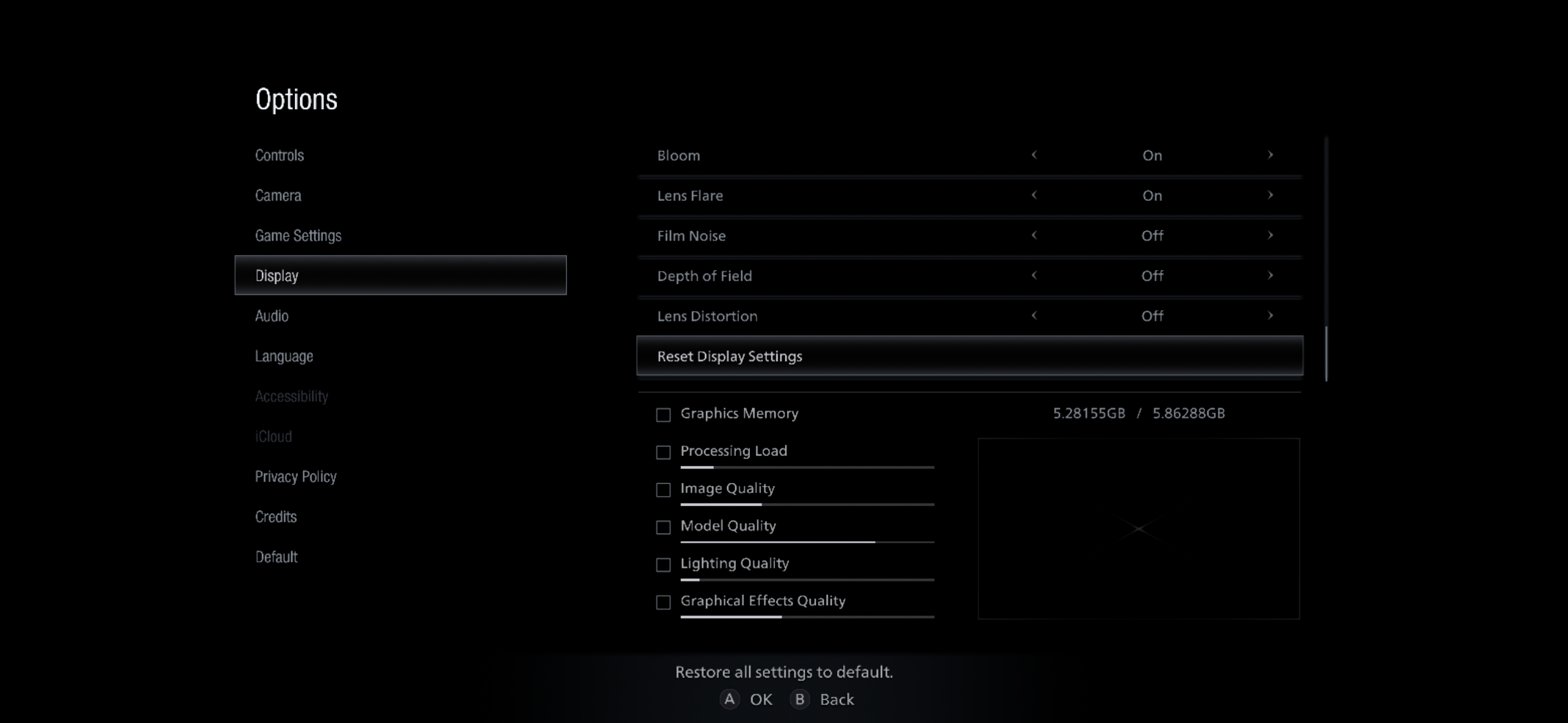 game settings display options