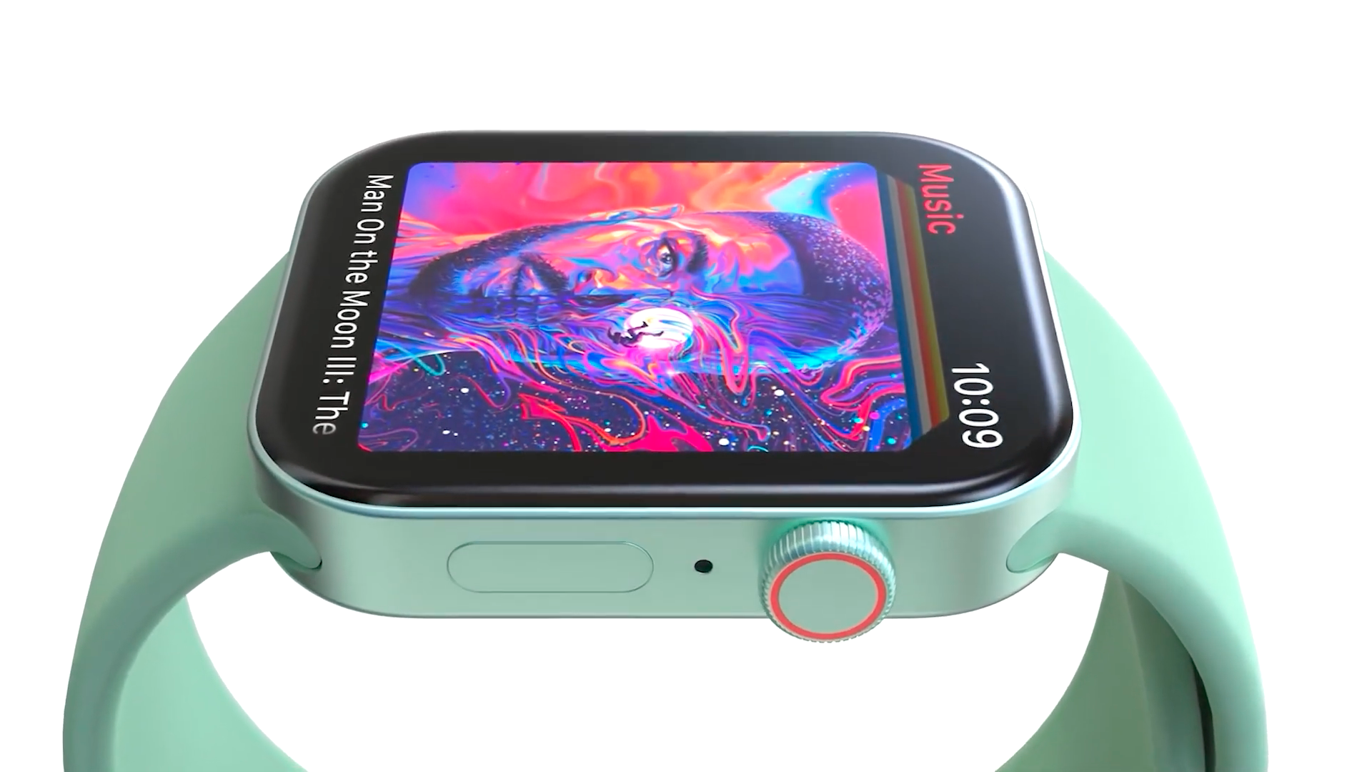 green smartwatch music display