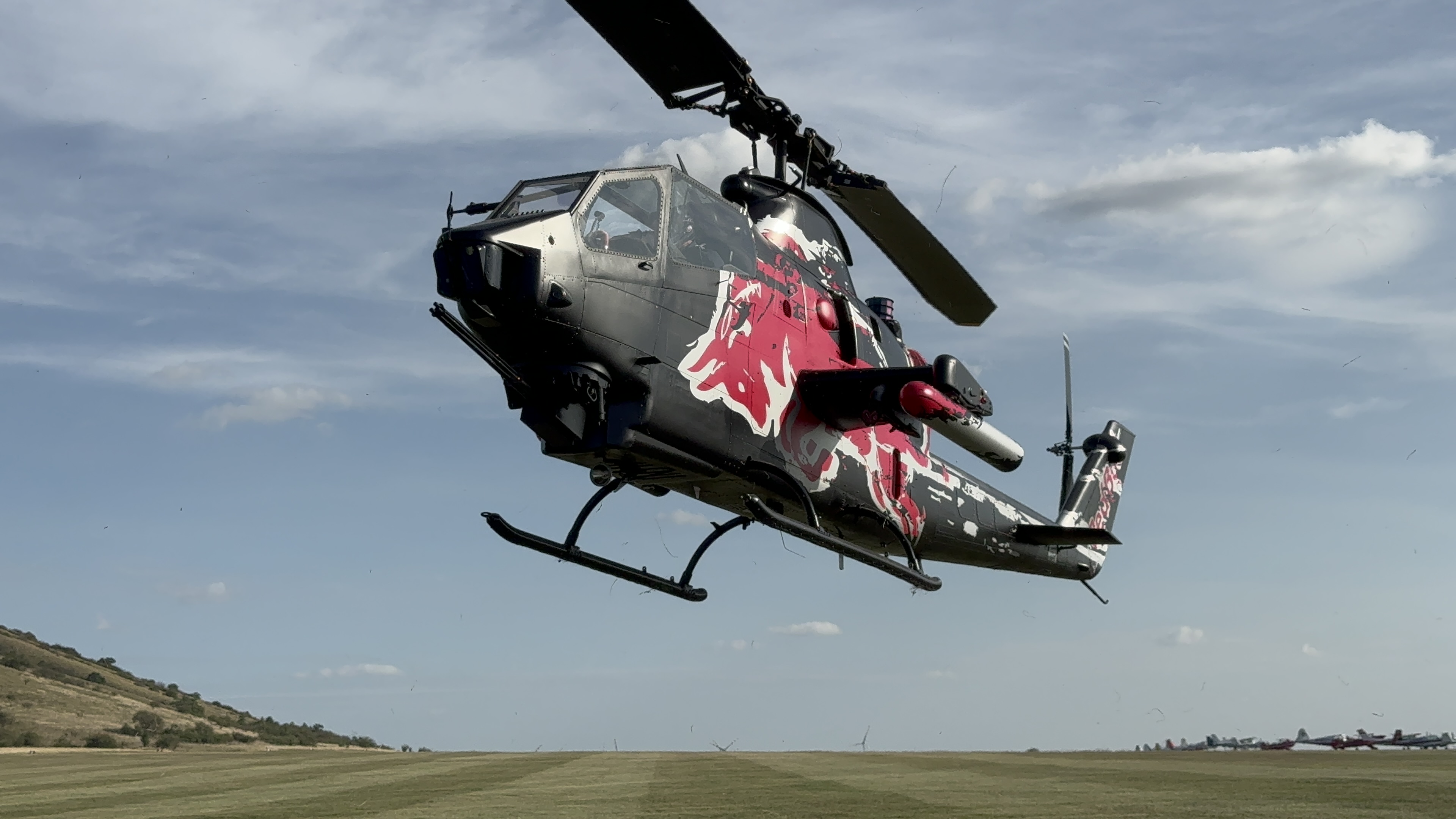 helicopter hovering closeup