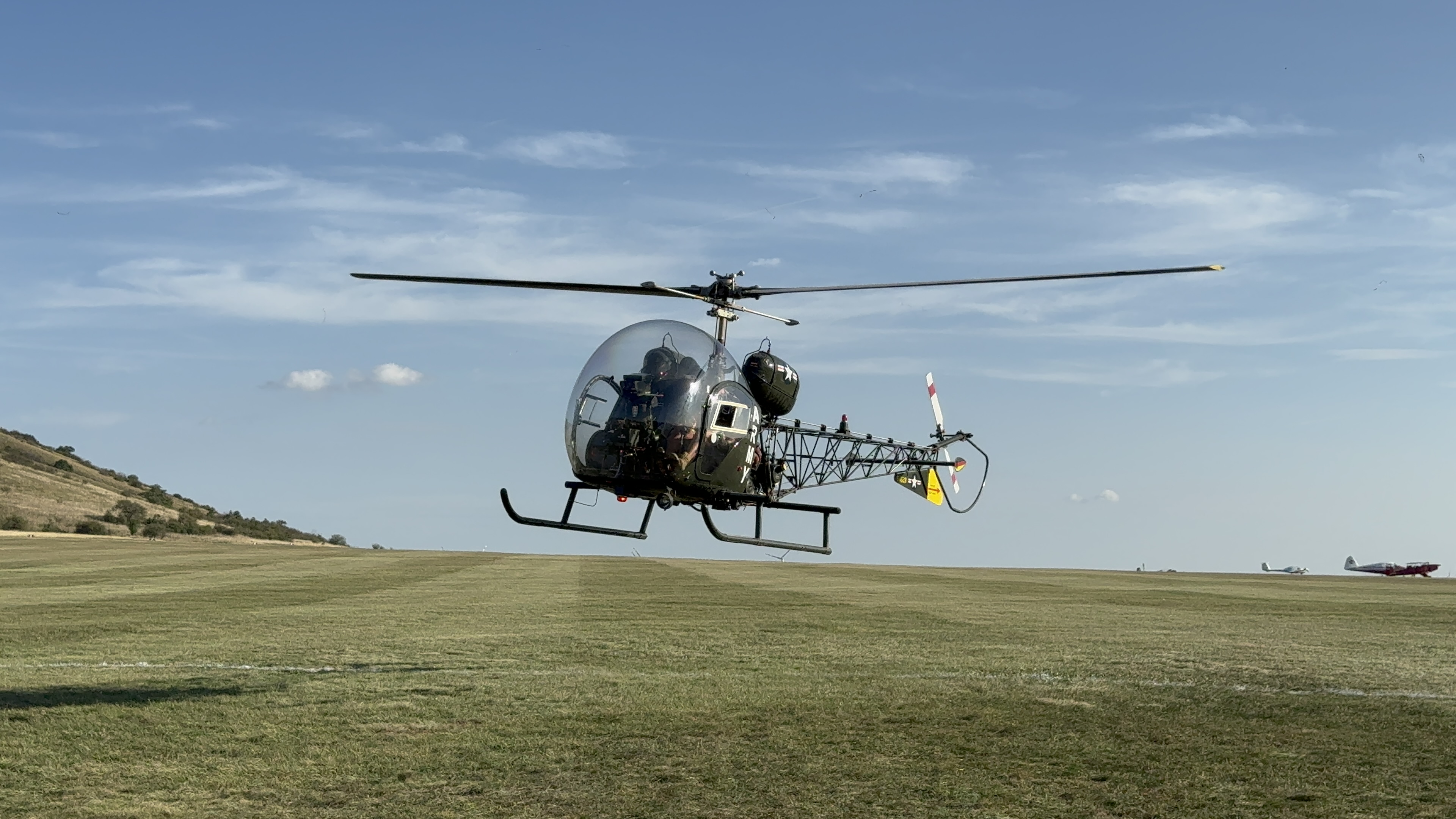 helicopter hovering low