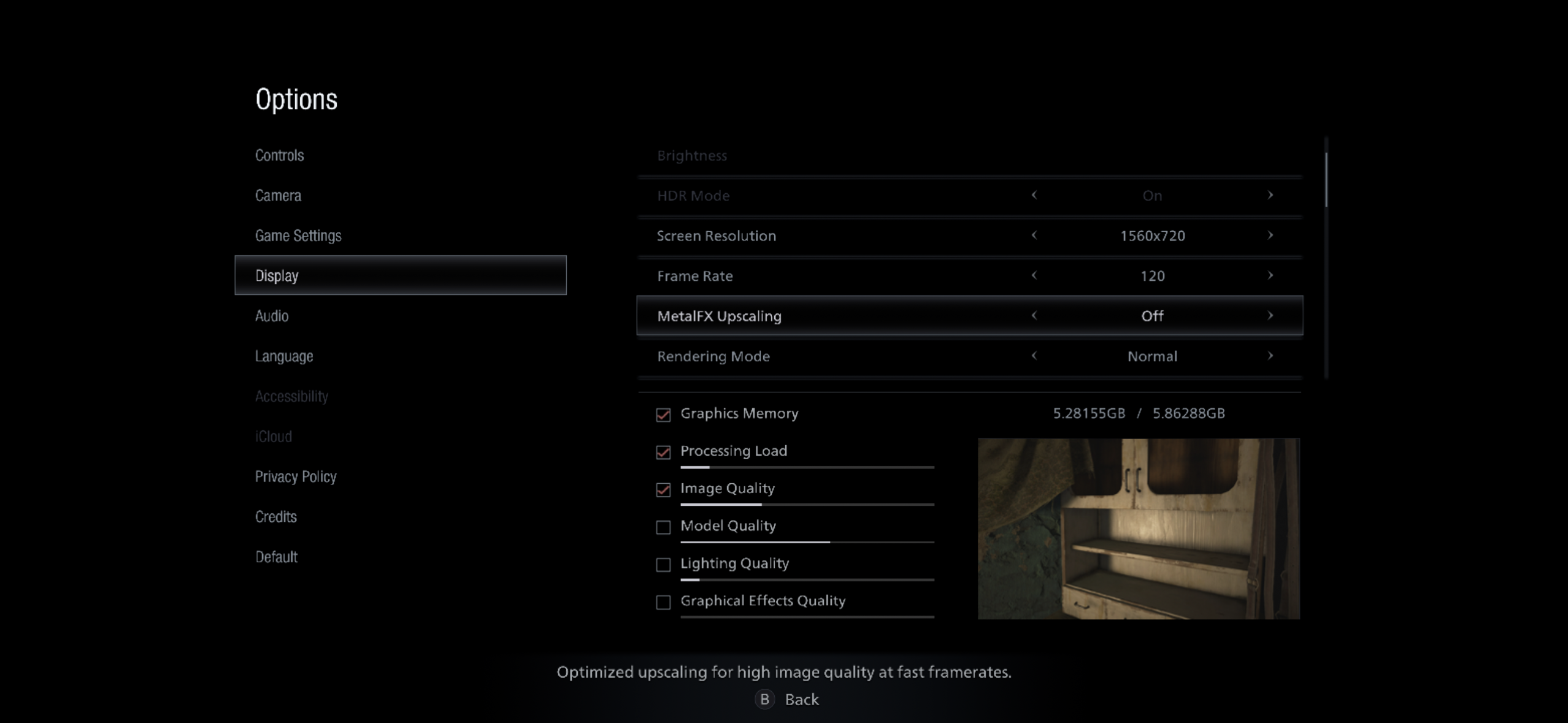 high frame rate settings