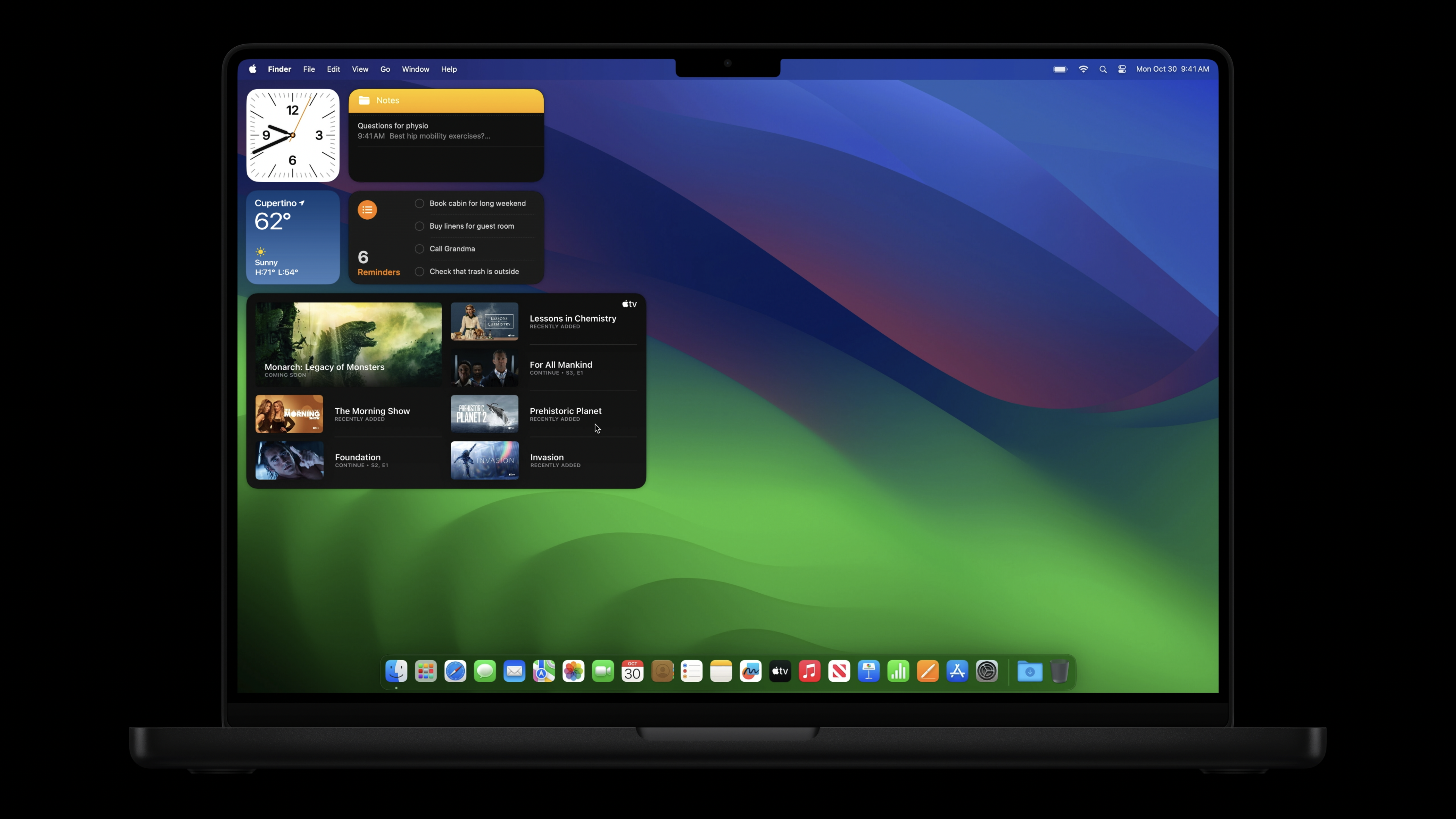 laptop screen with widgets