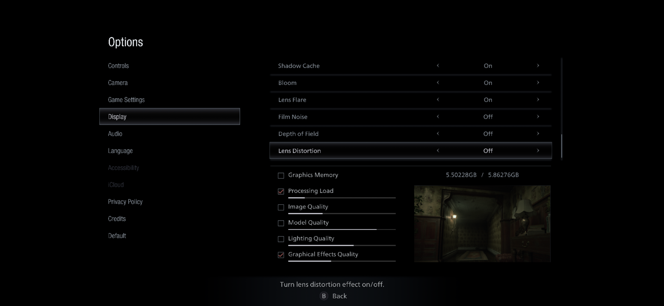 lens distortion settings