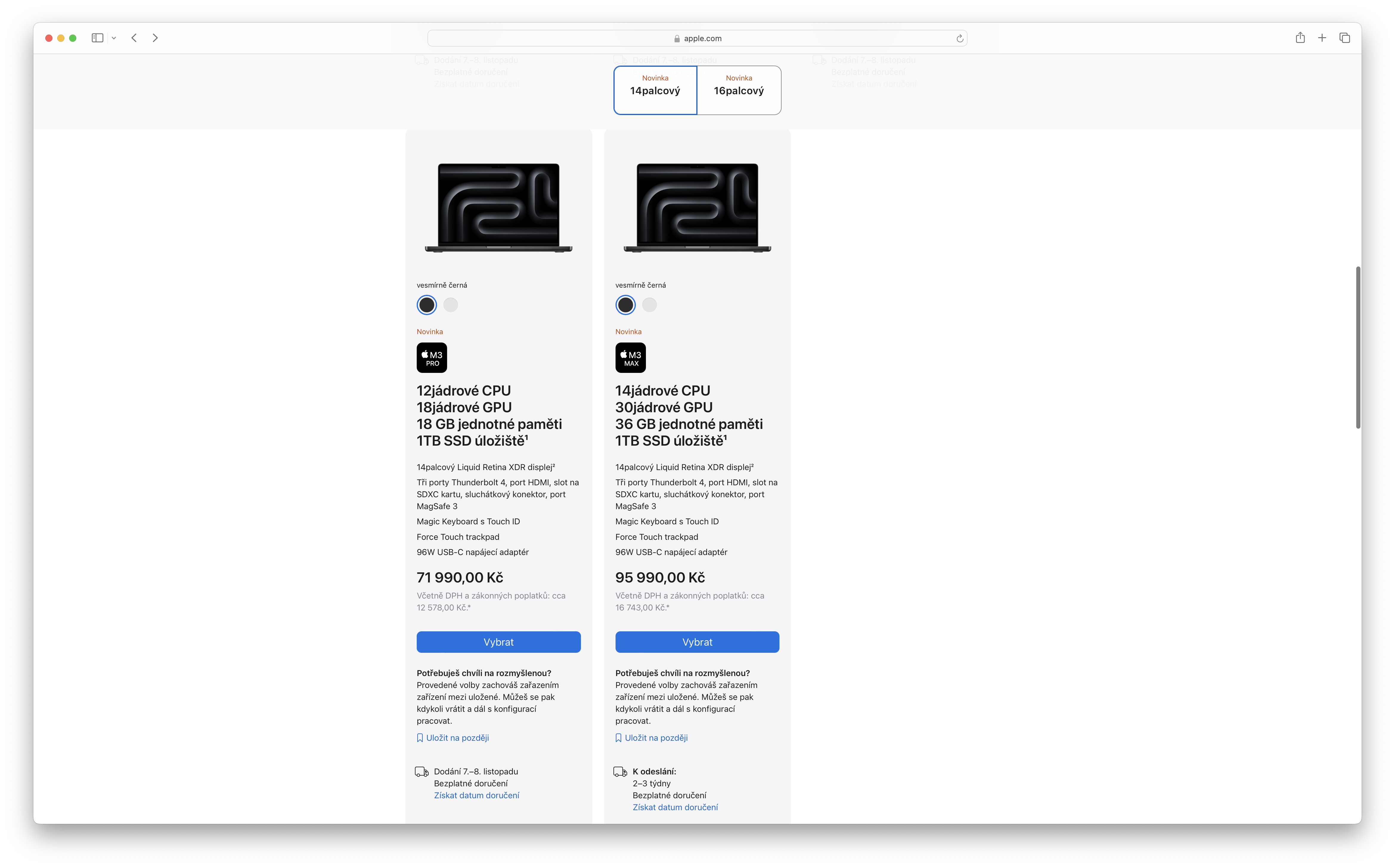 macbook pro comparison page