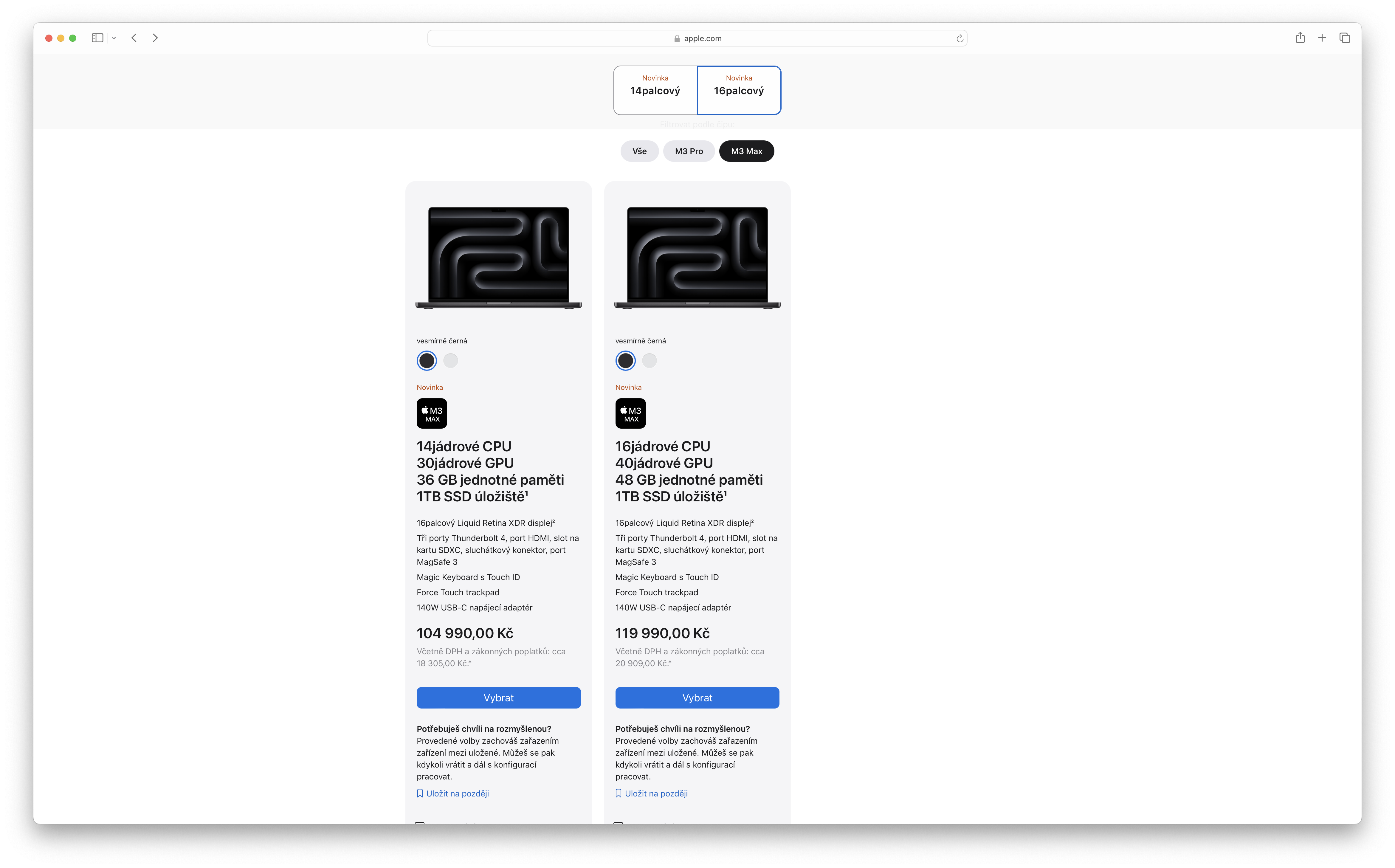 macbook pro options page