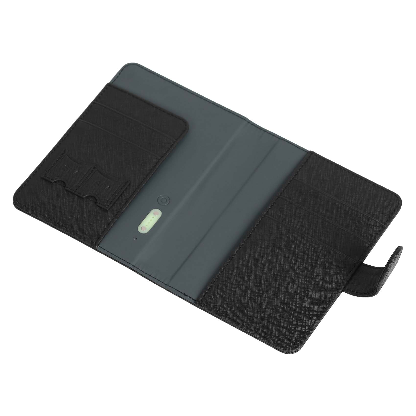 open black passport holder