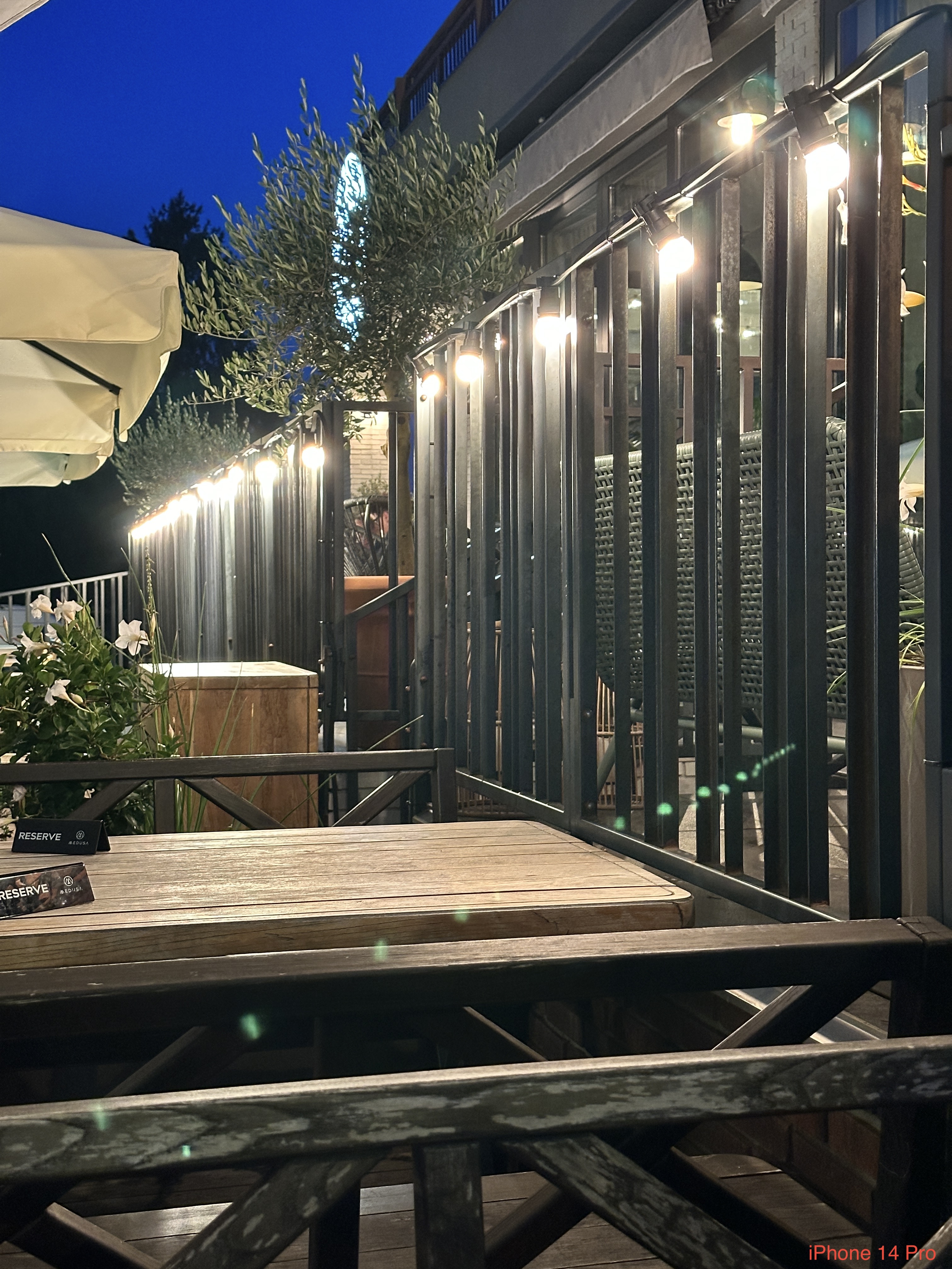 outdoor patio with lights