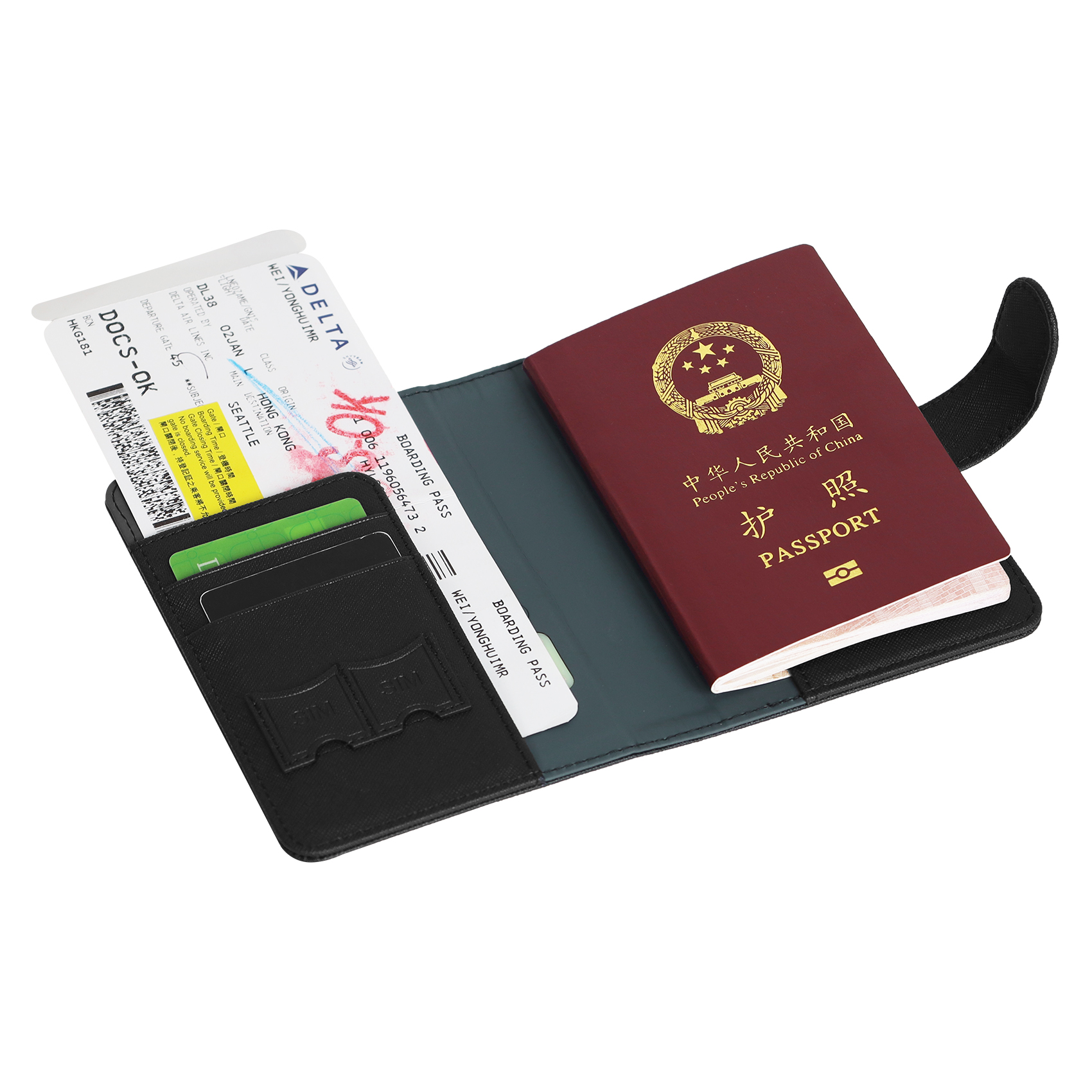 passport holder with documents