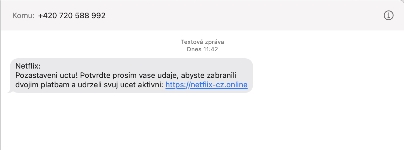 phishing text message example
