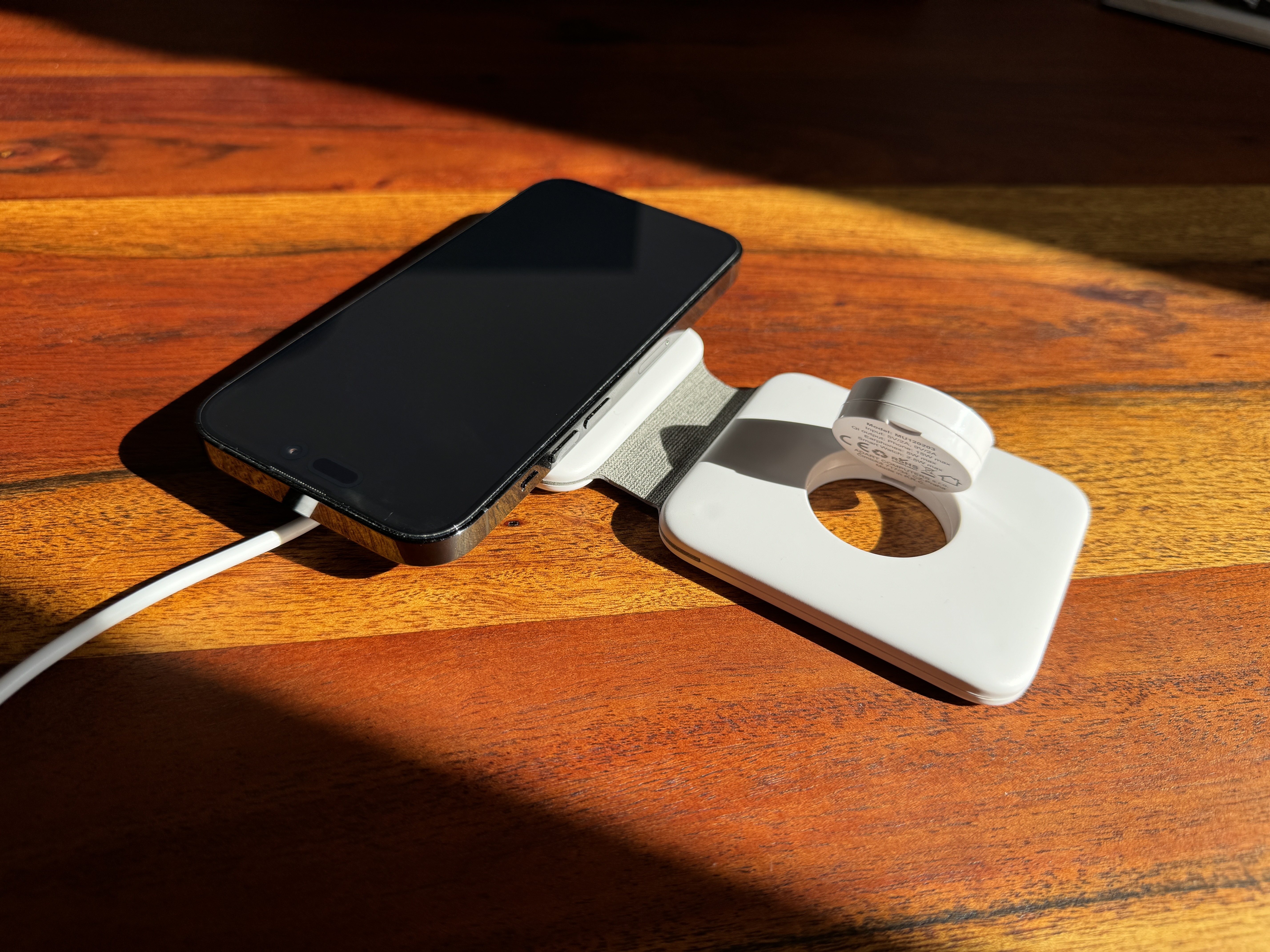 phone on charger side view