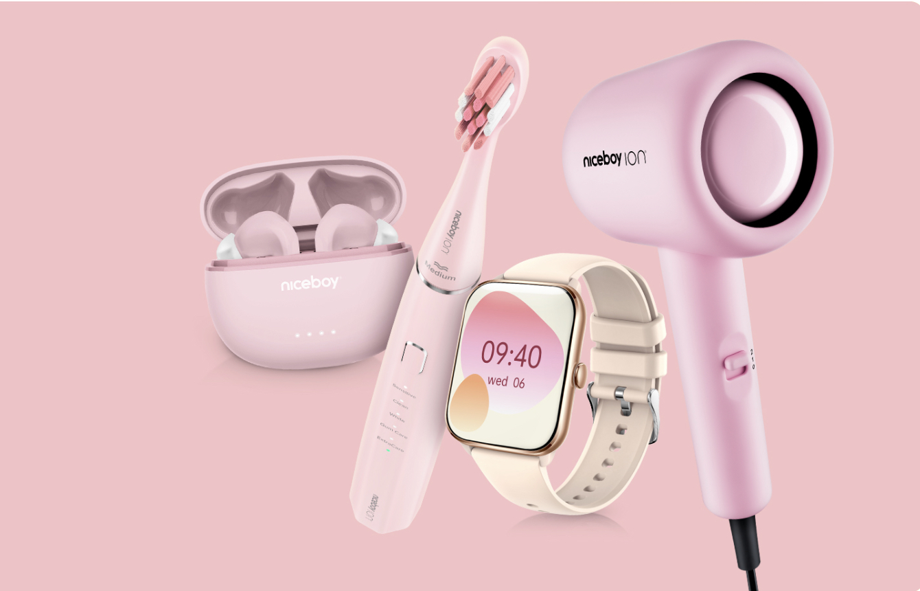 pink tech gadgets set