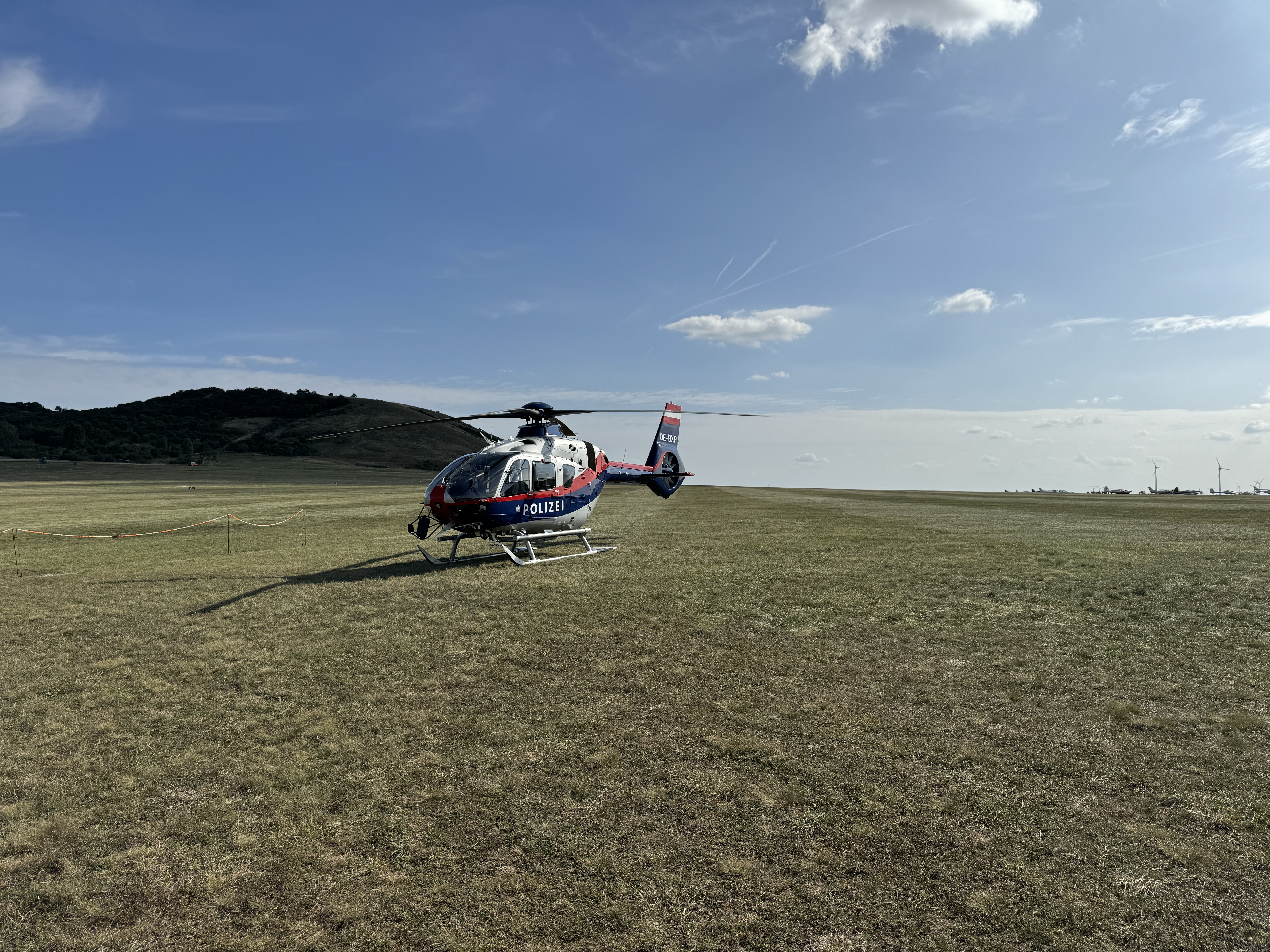 police helicopter on field