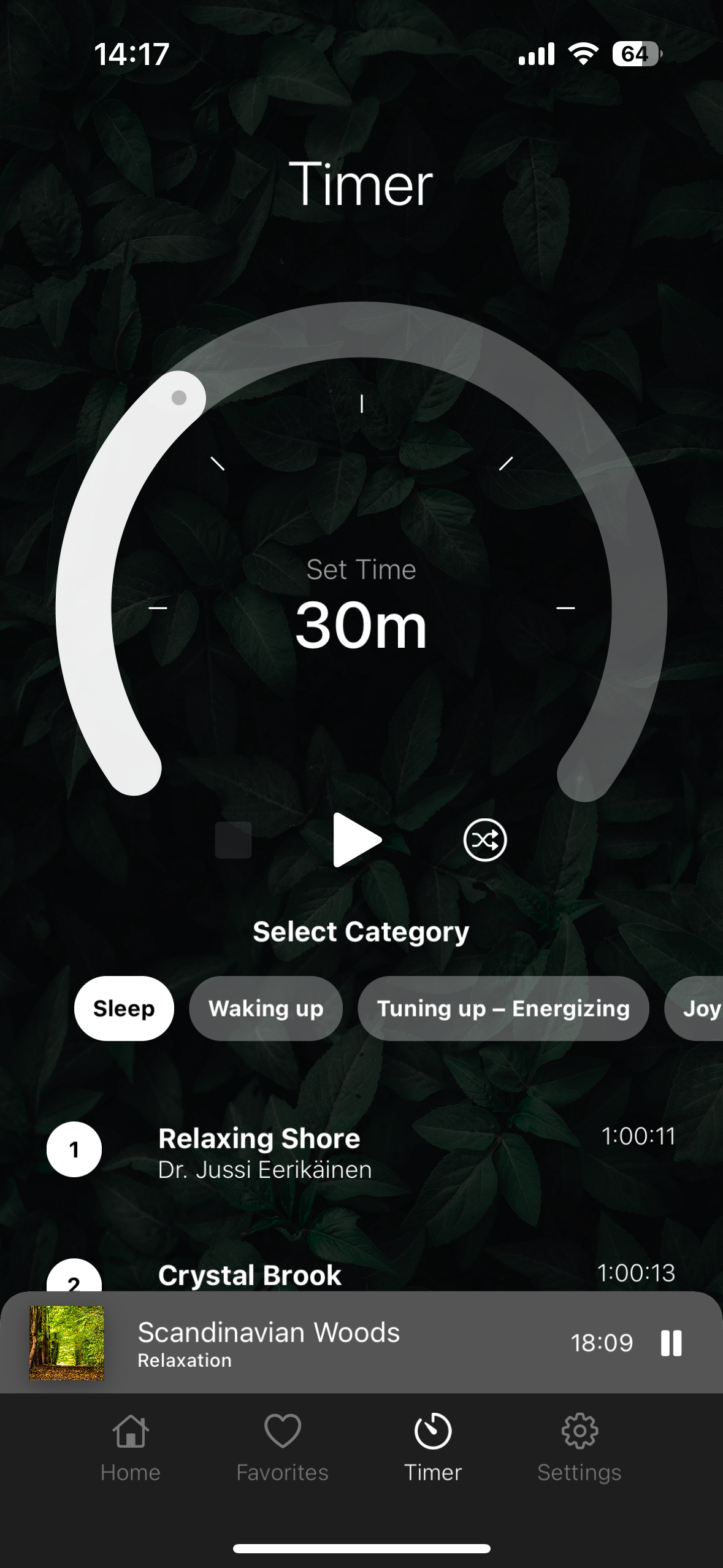 relaxation app timer active