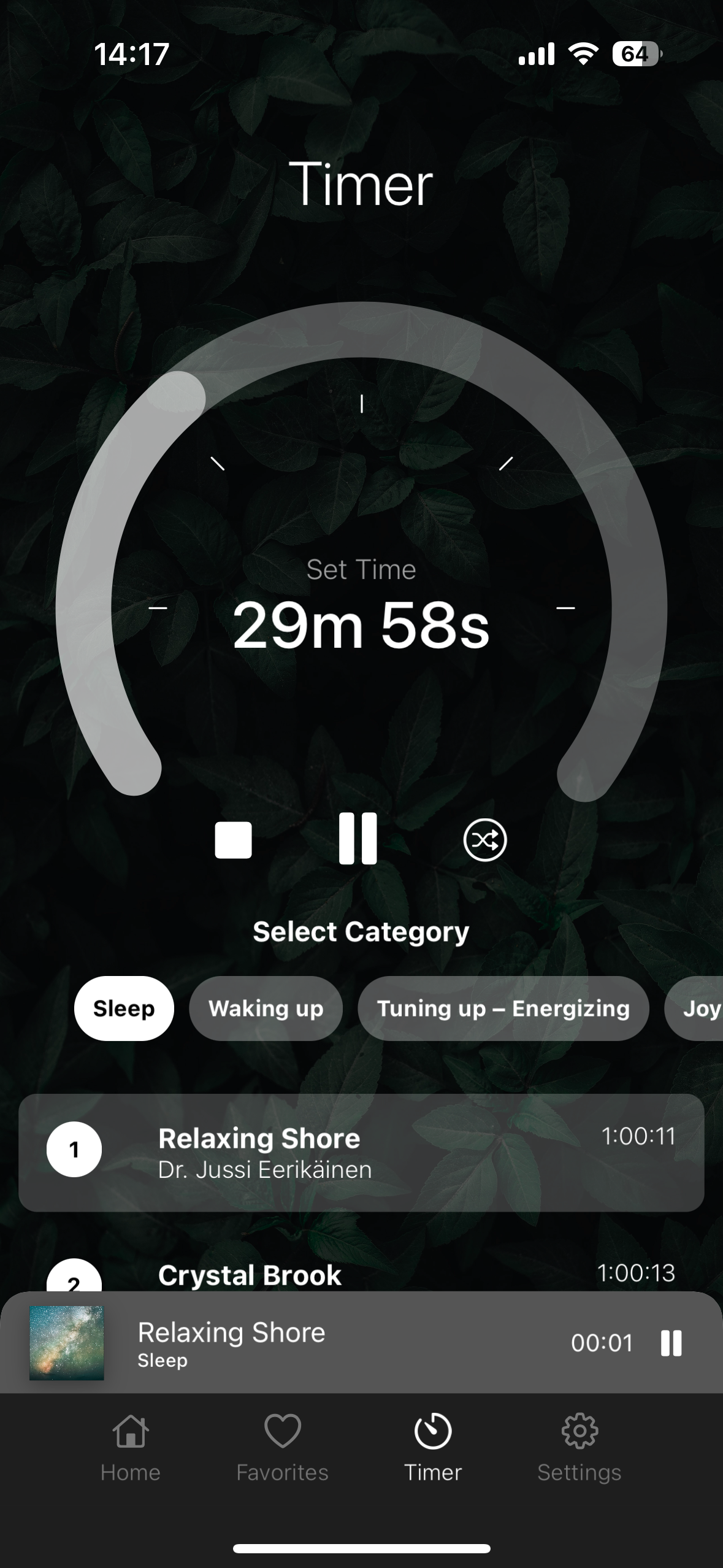 relaxation app timer set